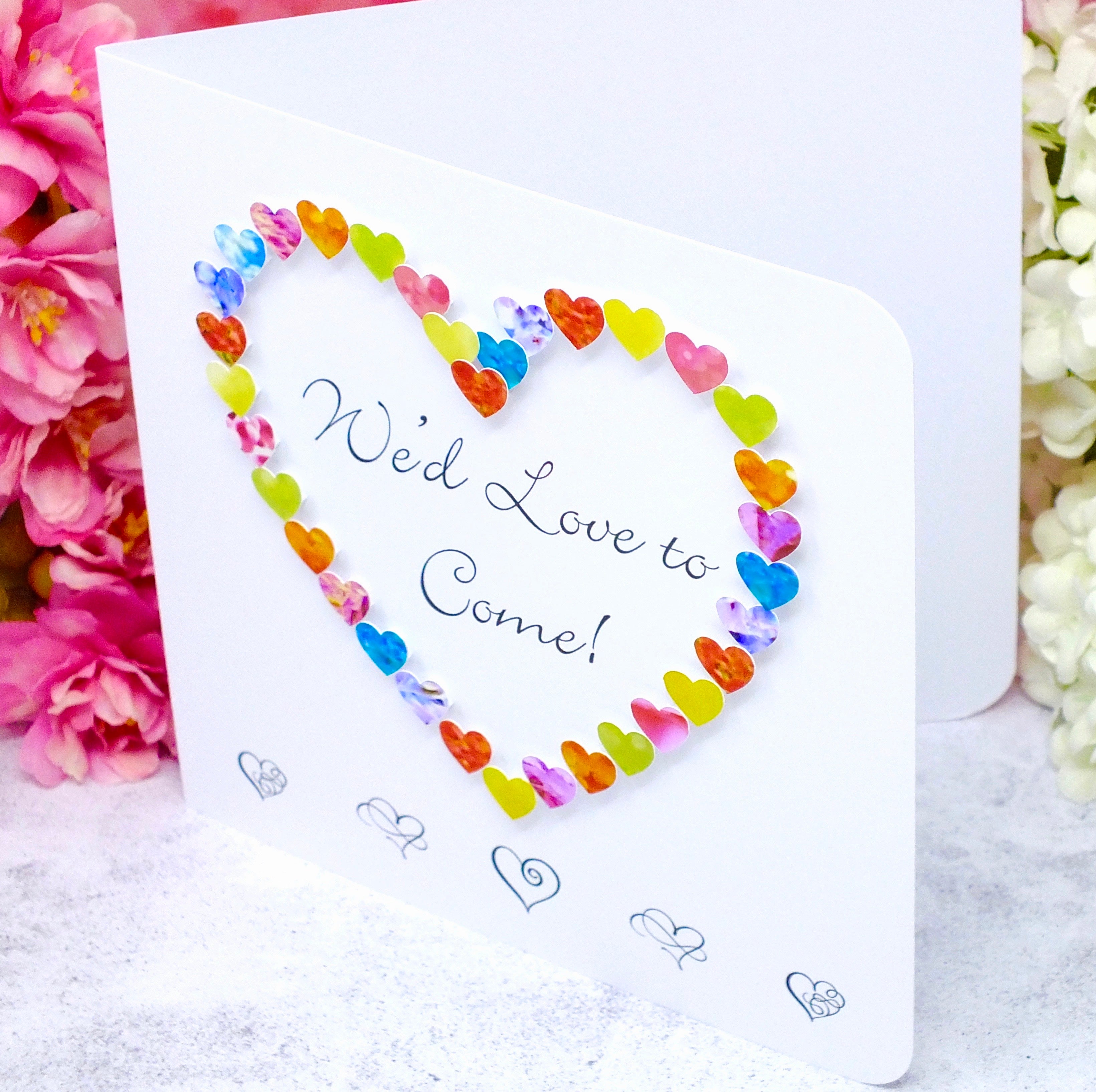 Wedding Acceptance Card, RSVP We'd Love to Come - Hearts Side