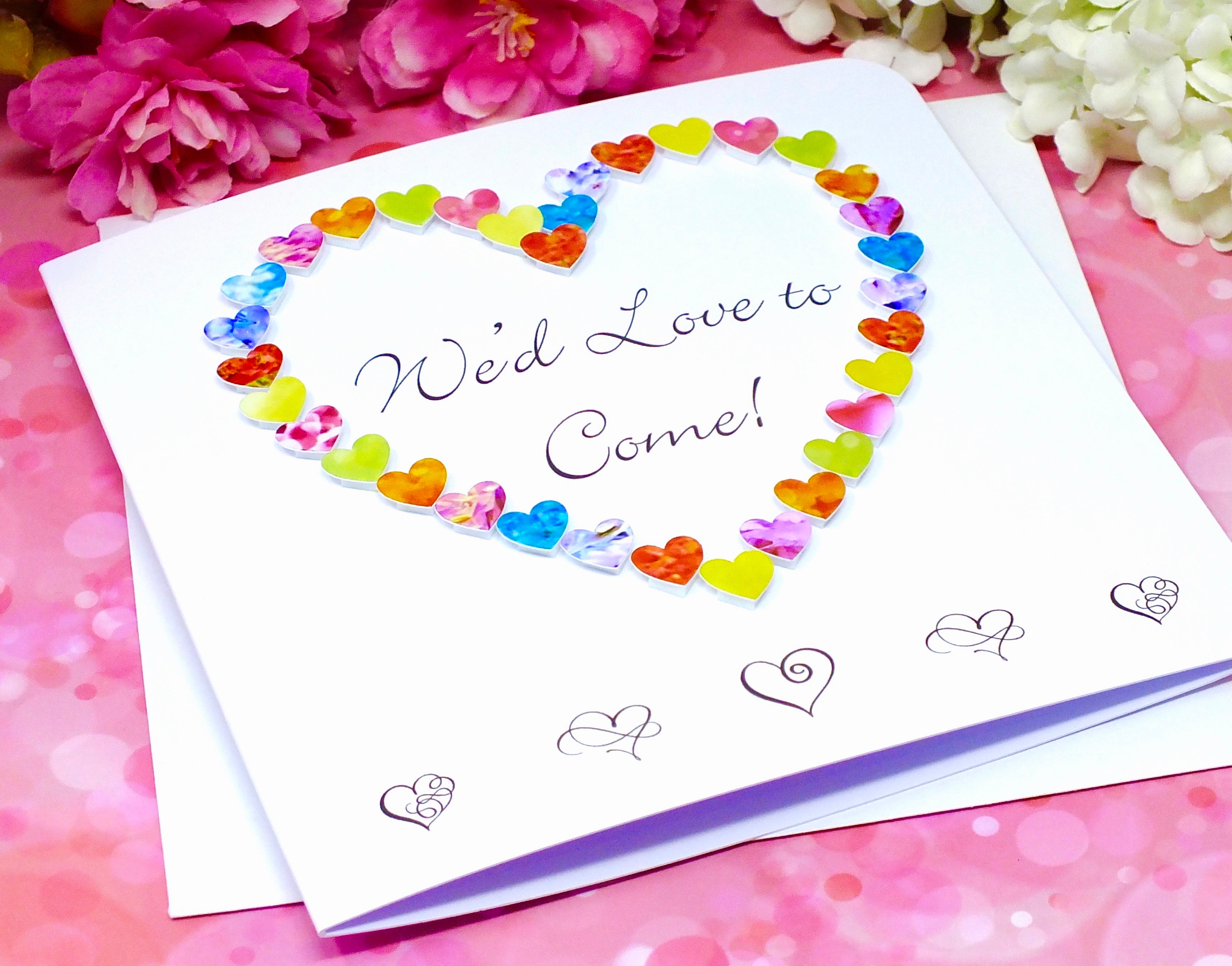 Wedding Acceptance Card, RSVP We'd Love to Come - Hearts Alternate