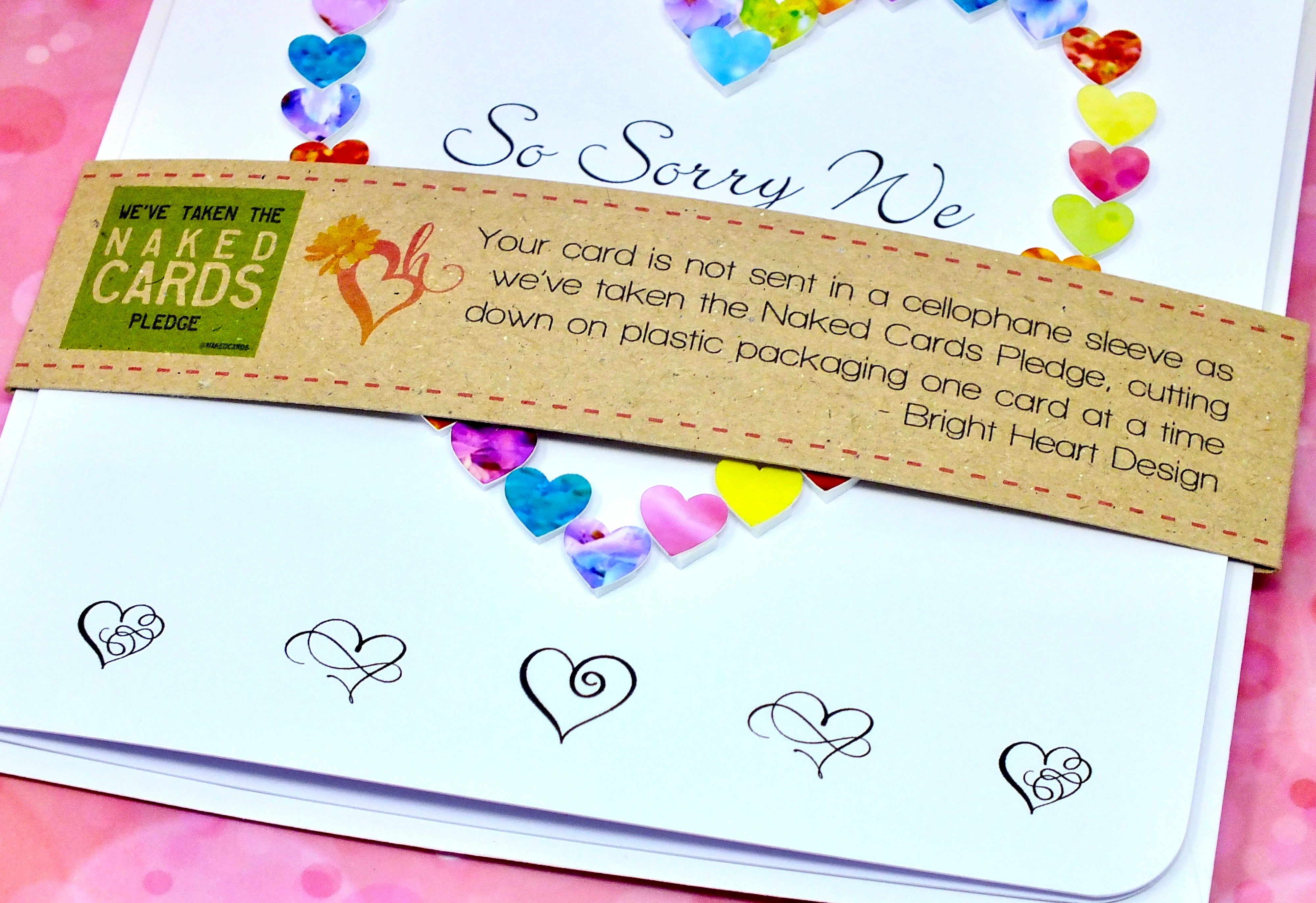 So Sorry We Can't Make It - Wedding Decline RSVP Card - Hearts + Band