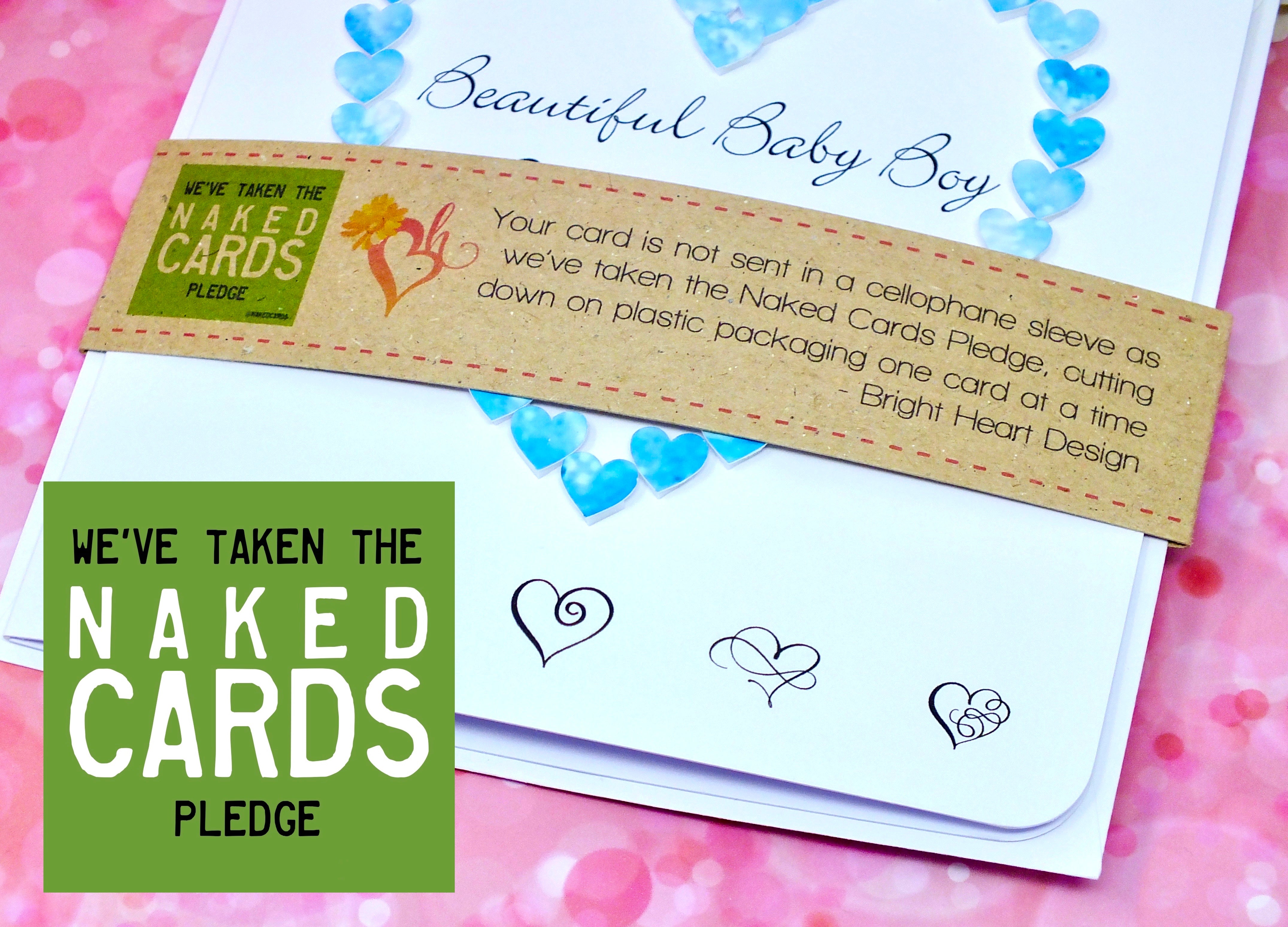 New Baby Boy Card - Hearts, Personalised + Band