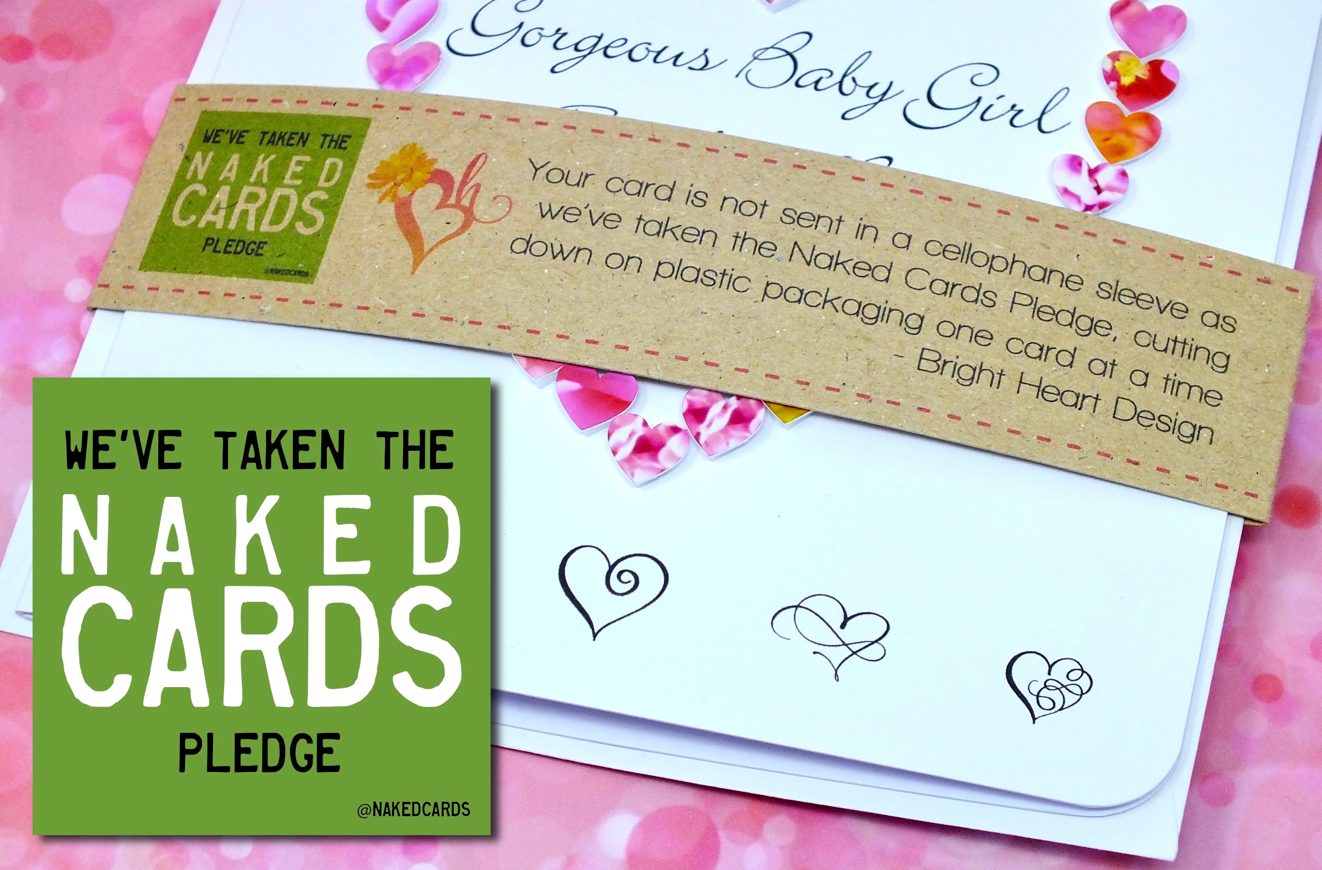 New Baby Girl Card - Hearts, Personalised + Band