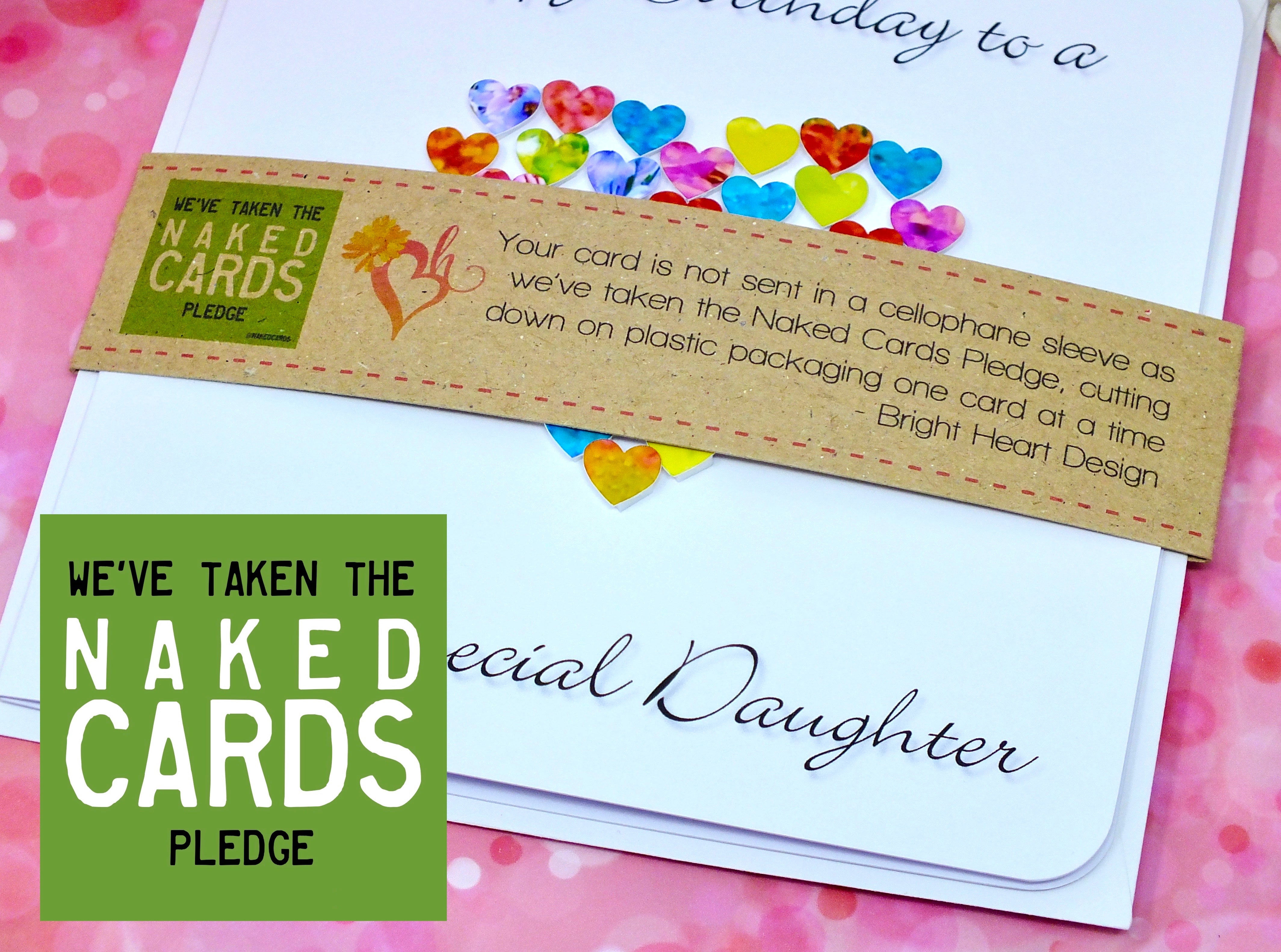 Birthday Card for Daughter - Multi Coloured Hearts + Band