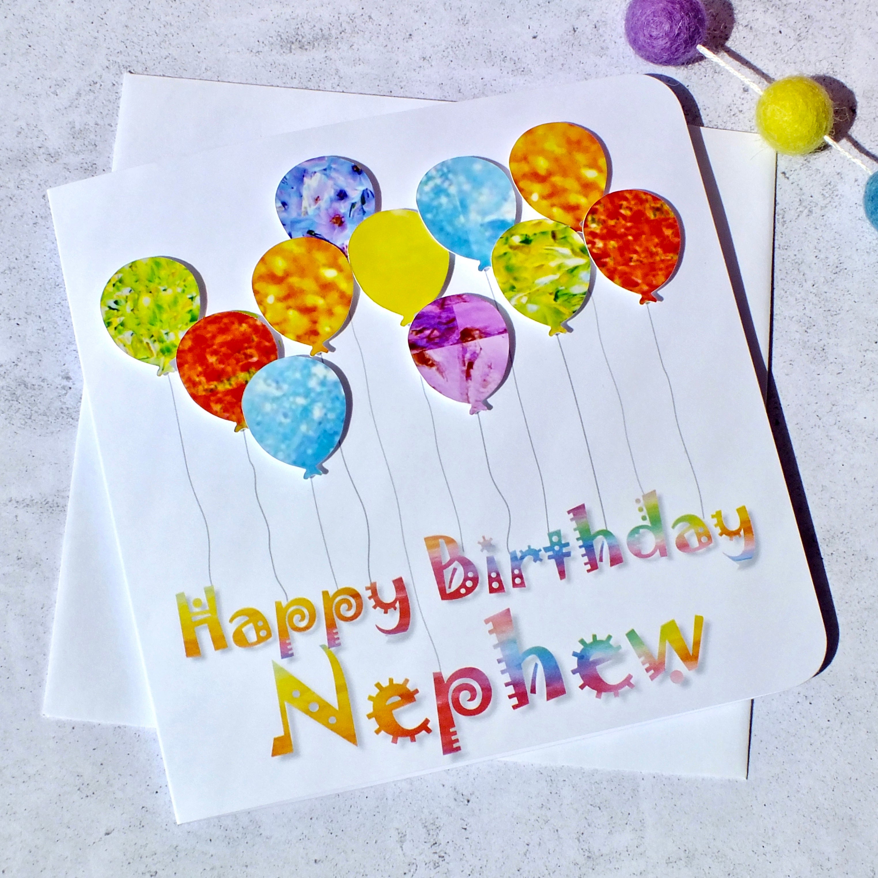 Nephew Birthday Card - Colourful Balloons