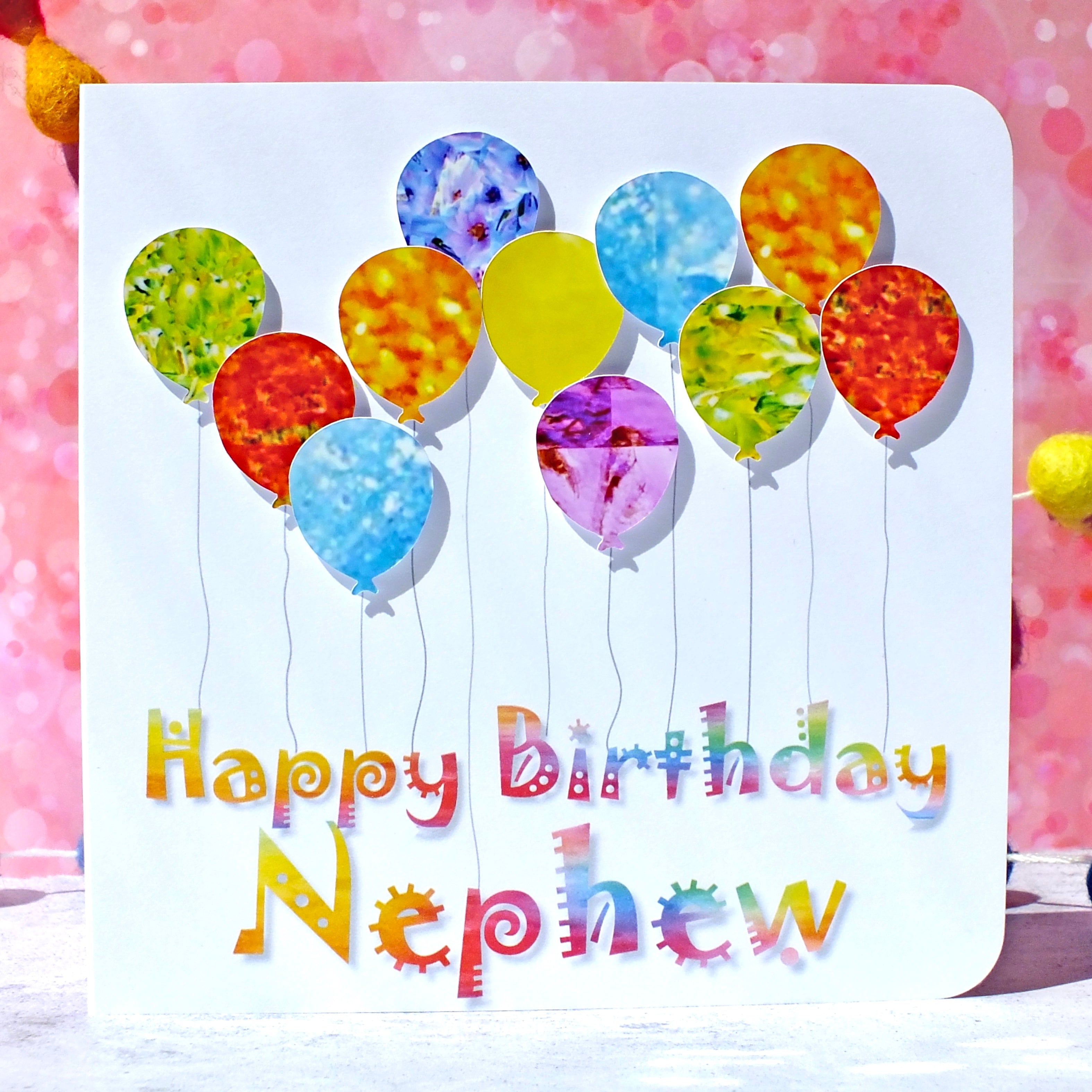 Nephew Birthday Card - Colourful Balloons
