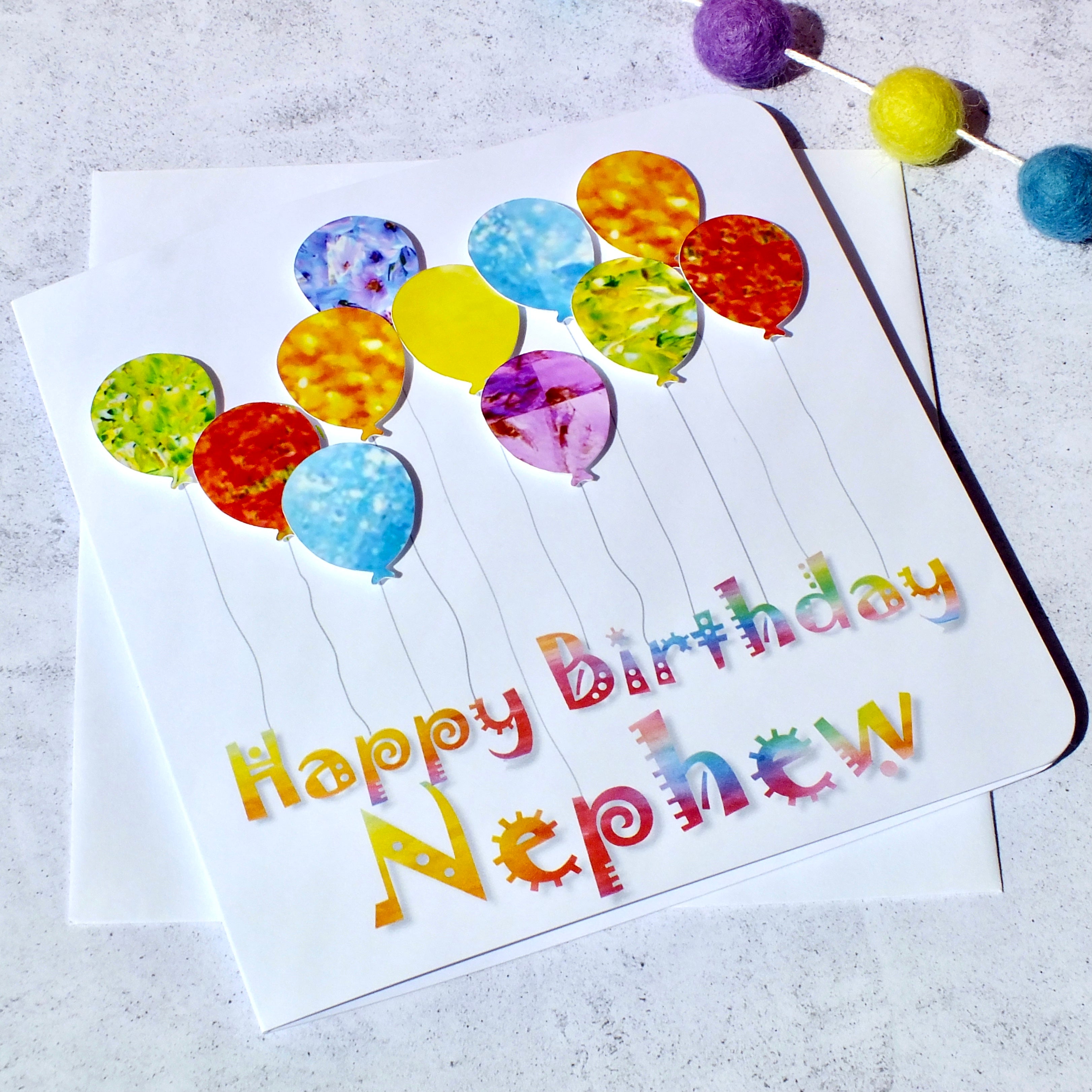 Nephew Birthday Card - Colourful Balloons