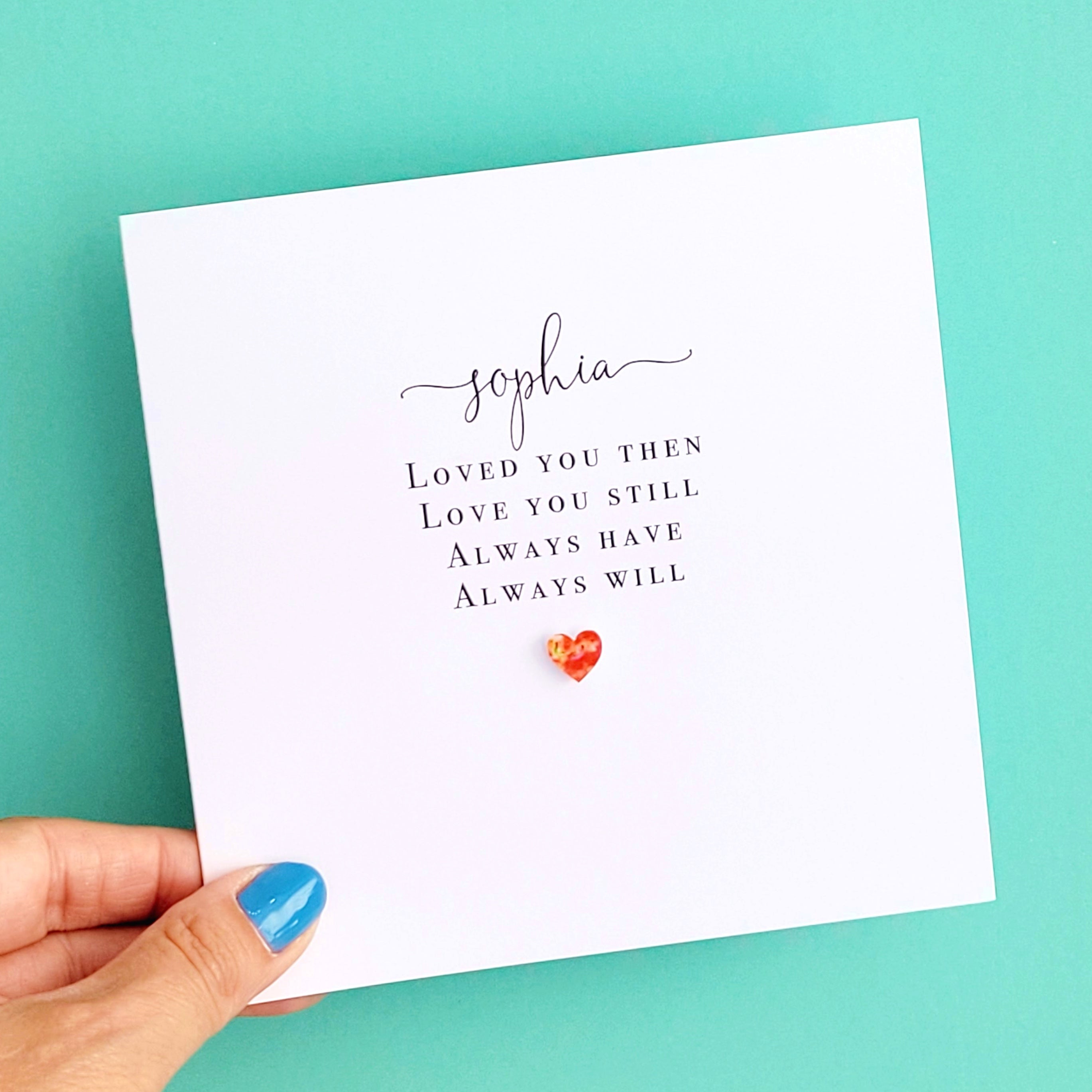 I Love You, Anniversary / Valentines Card - Hearts, Personalised