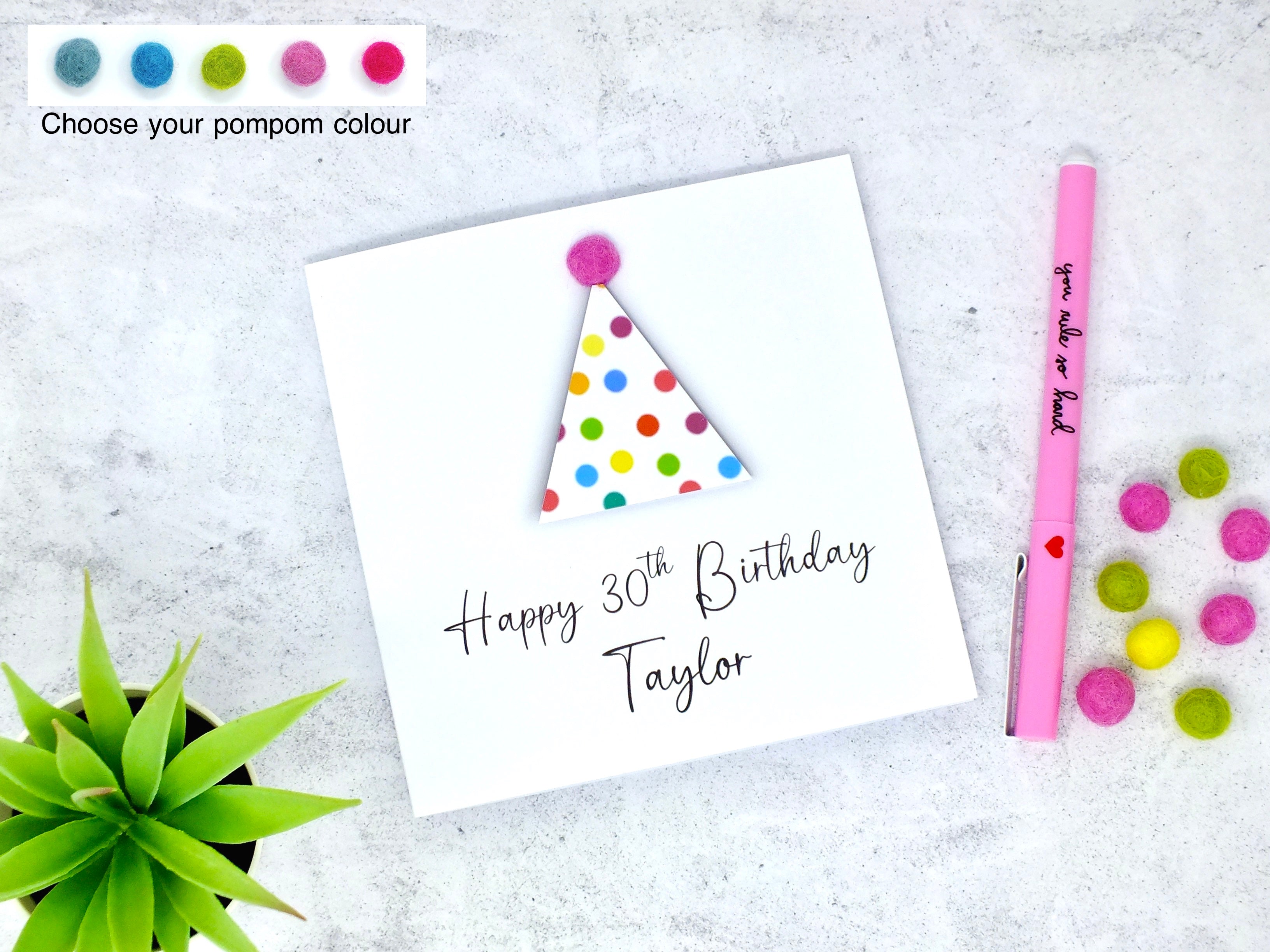 Any Age Personalised Birthday Card for Her - Party Hat