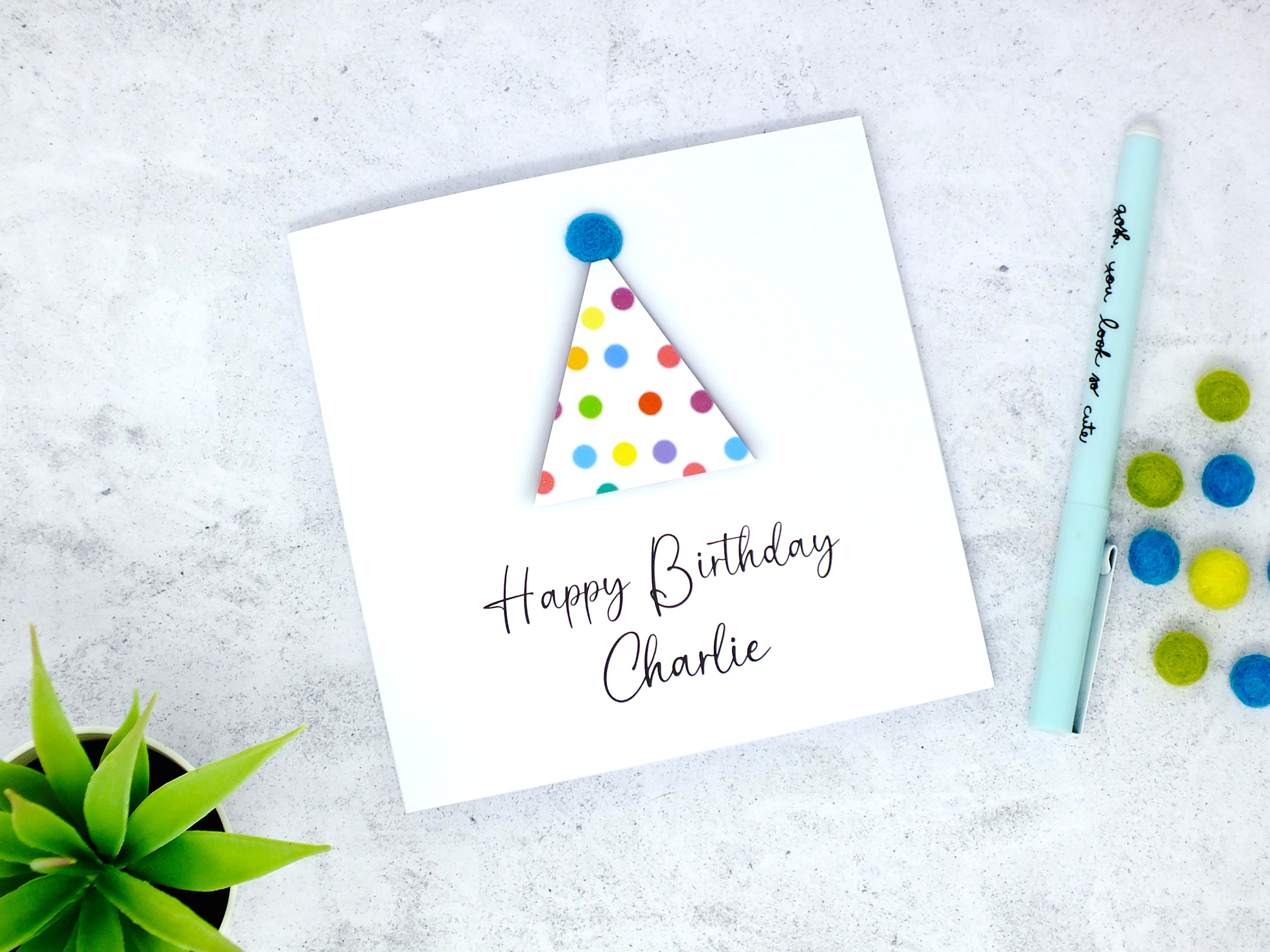 Any Age Personalised Birthday Card for Her - Party Hat