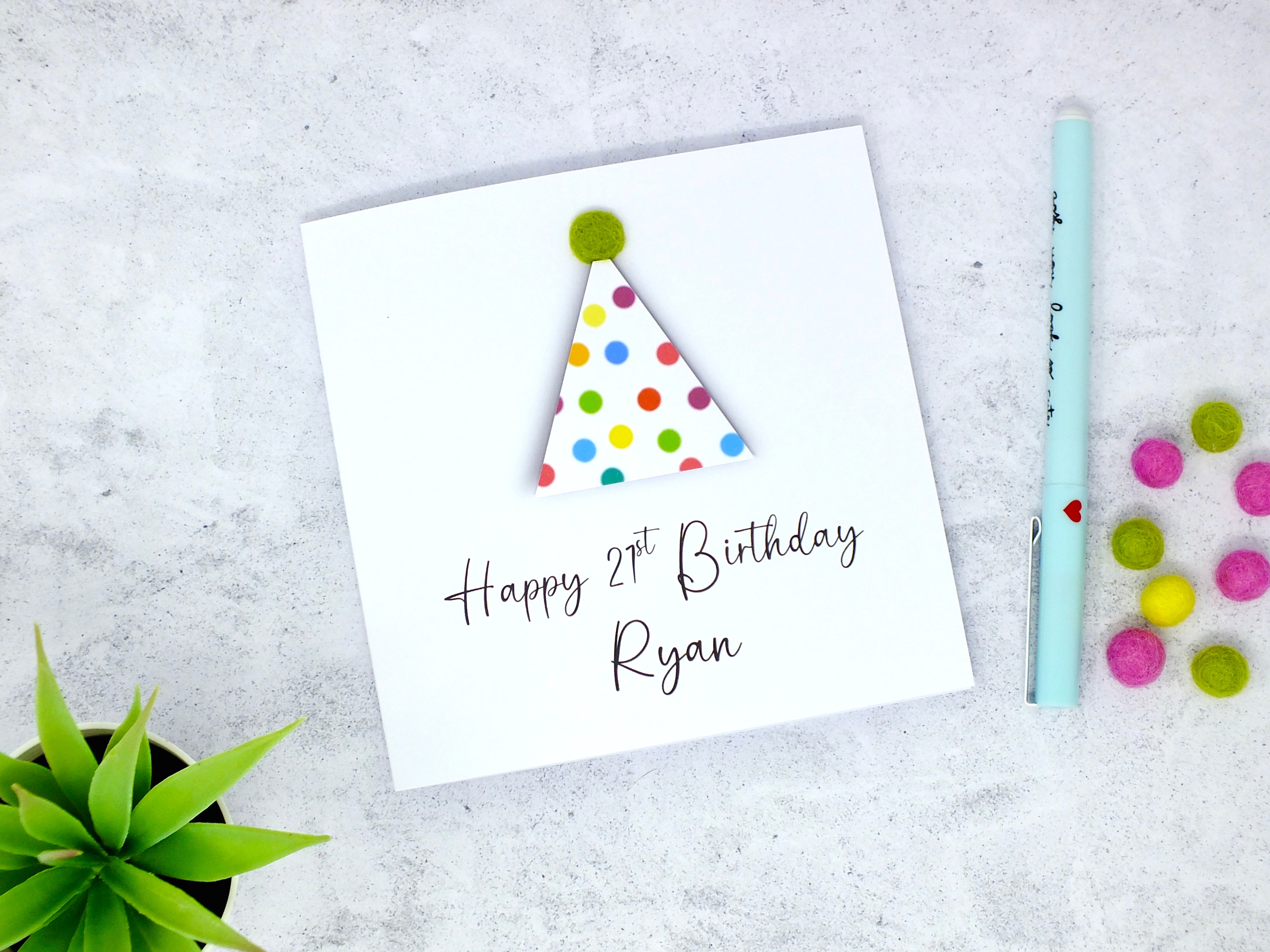 Any Age Personalised Birthday Card for Him - Party Hat