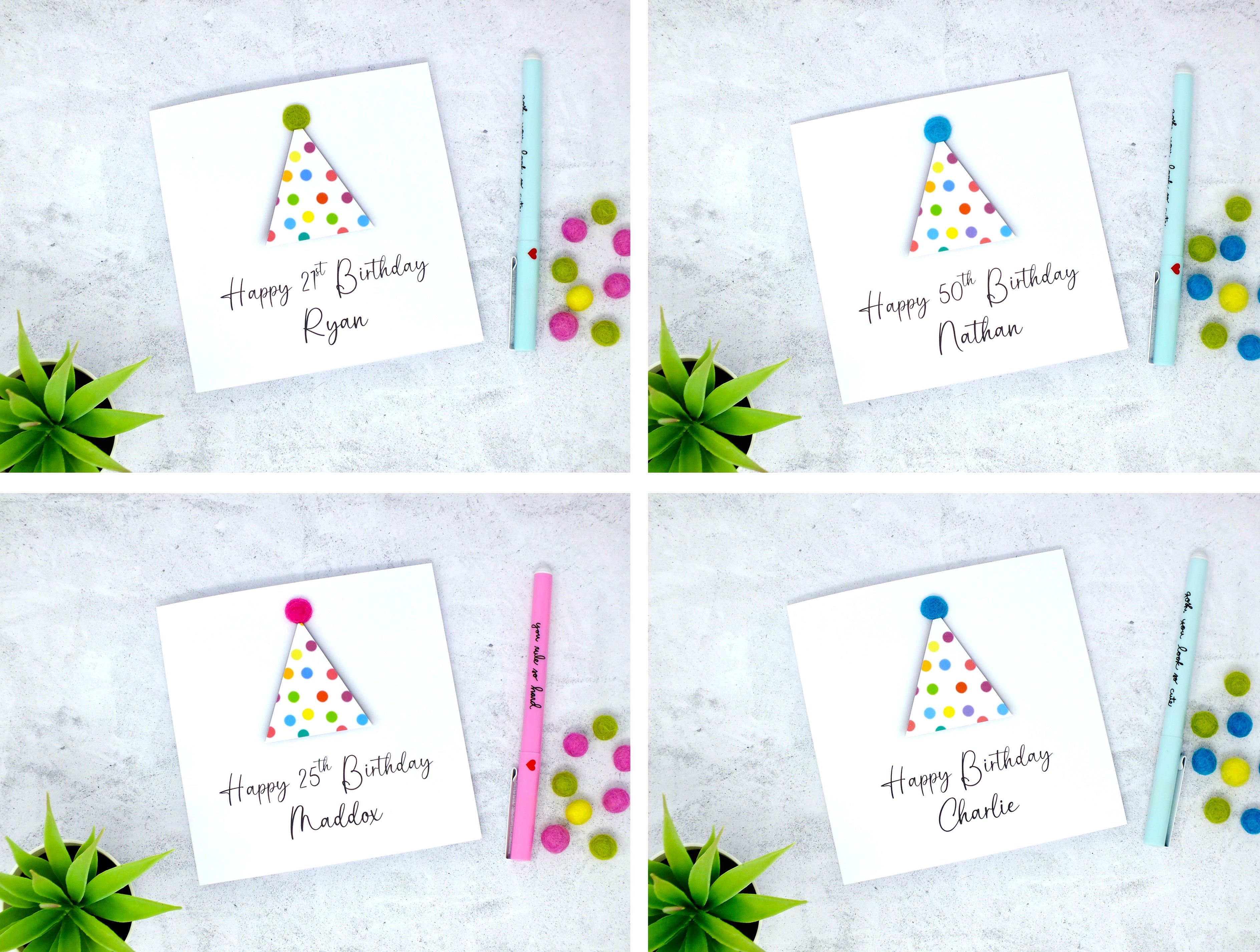 Any Age Personalised Birthday Card for Him - Party Hat