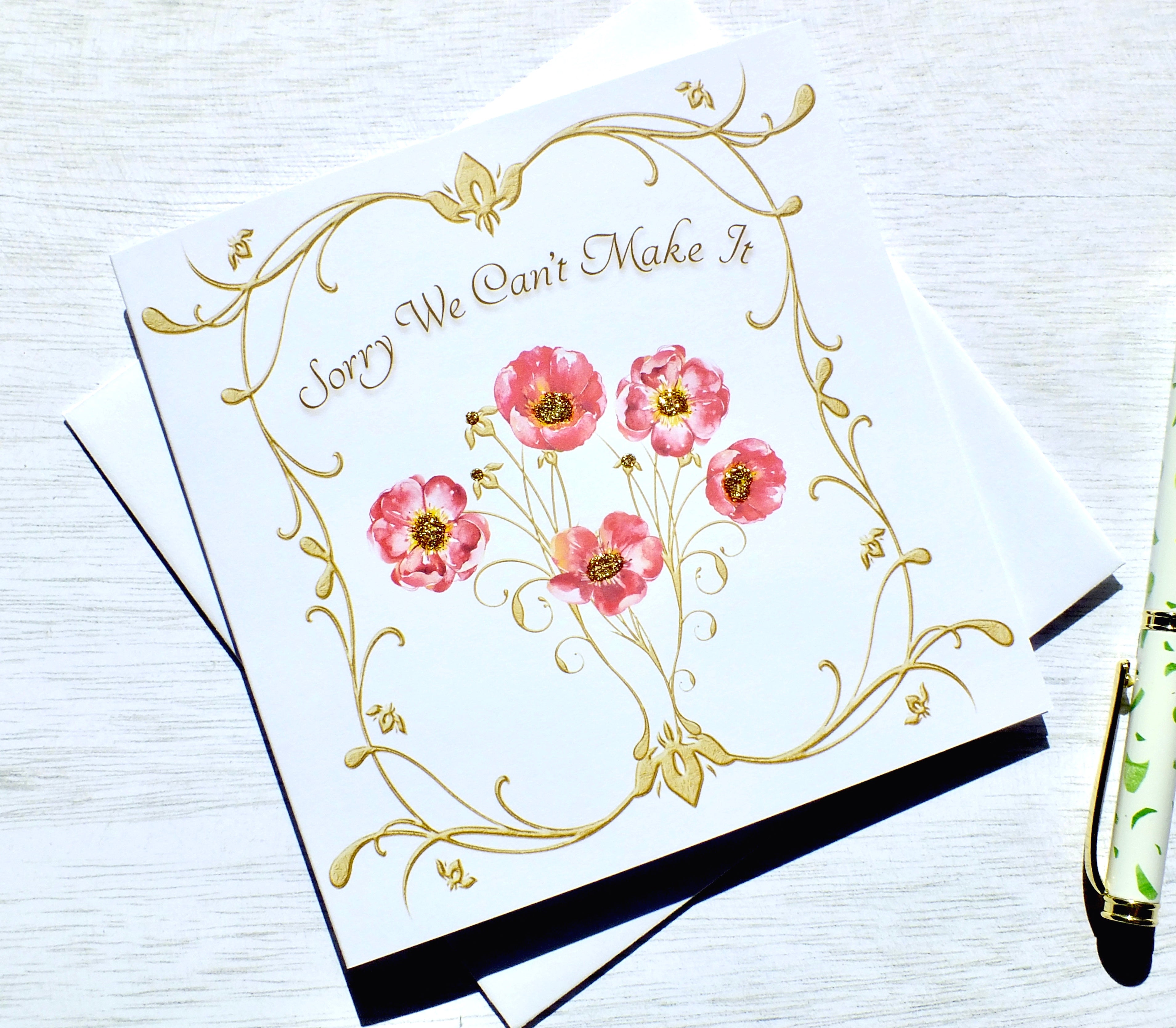 Luxury Wedding Regret Card - Rustic Sparkle