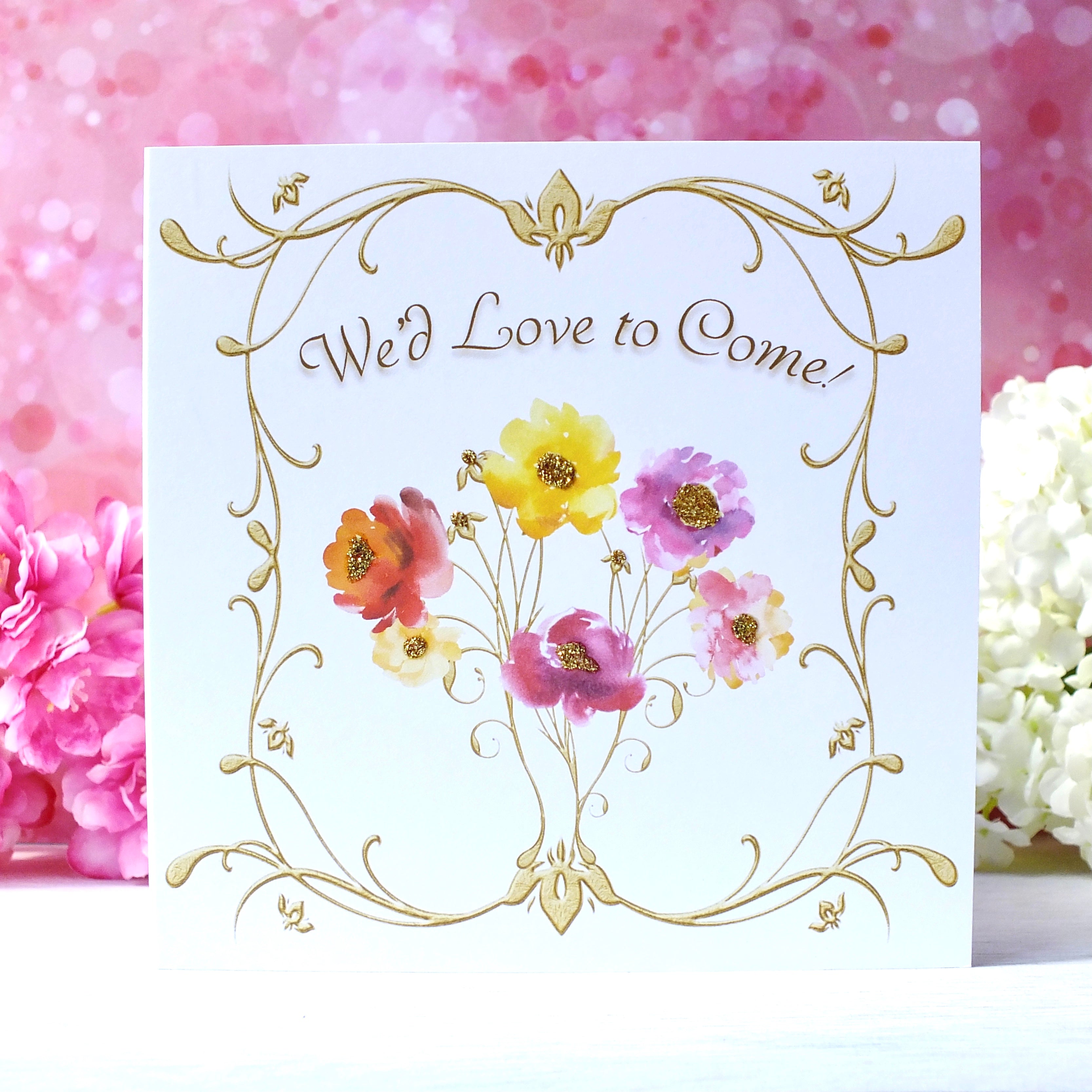 Luxury Wedding Acceptance, RSVP Reply Card - Rustic Sparkle