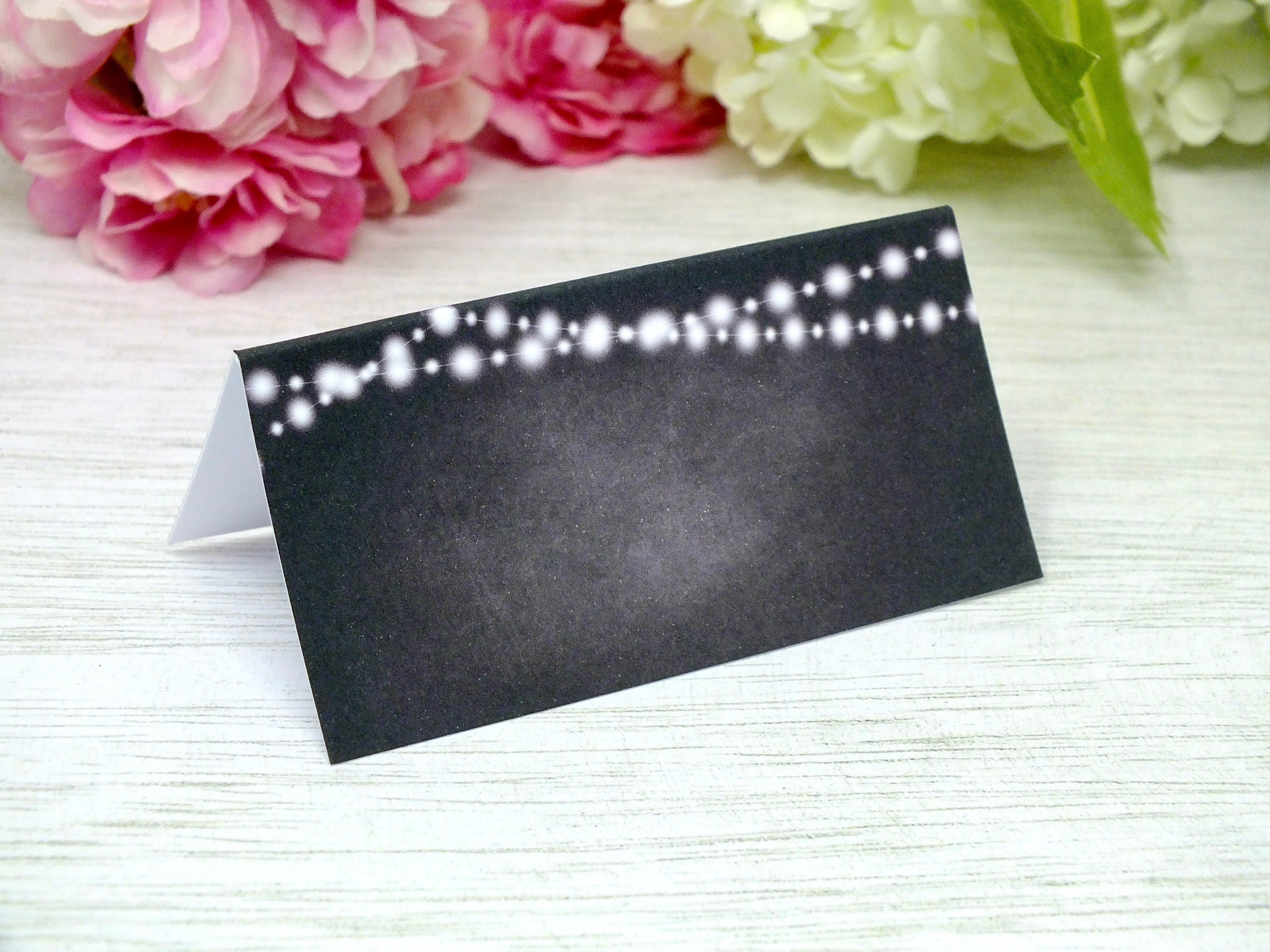 Chalk Board Place Cards & Fairy Lights - Pack of 12