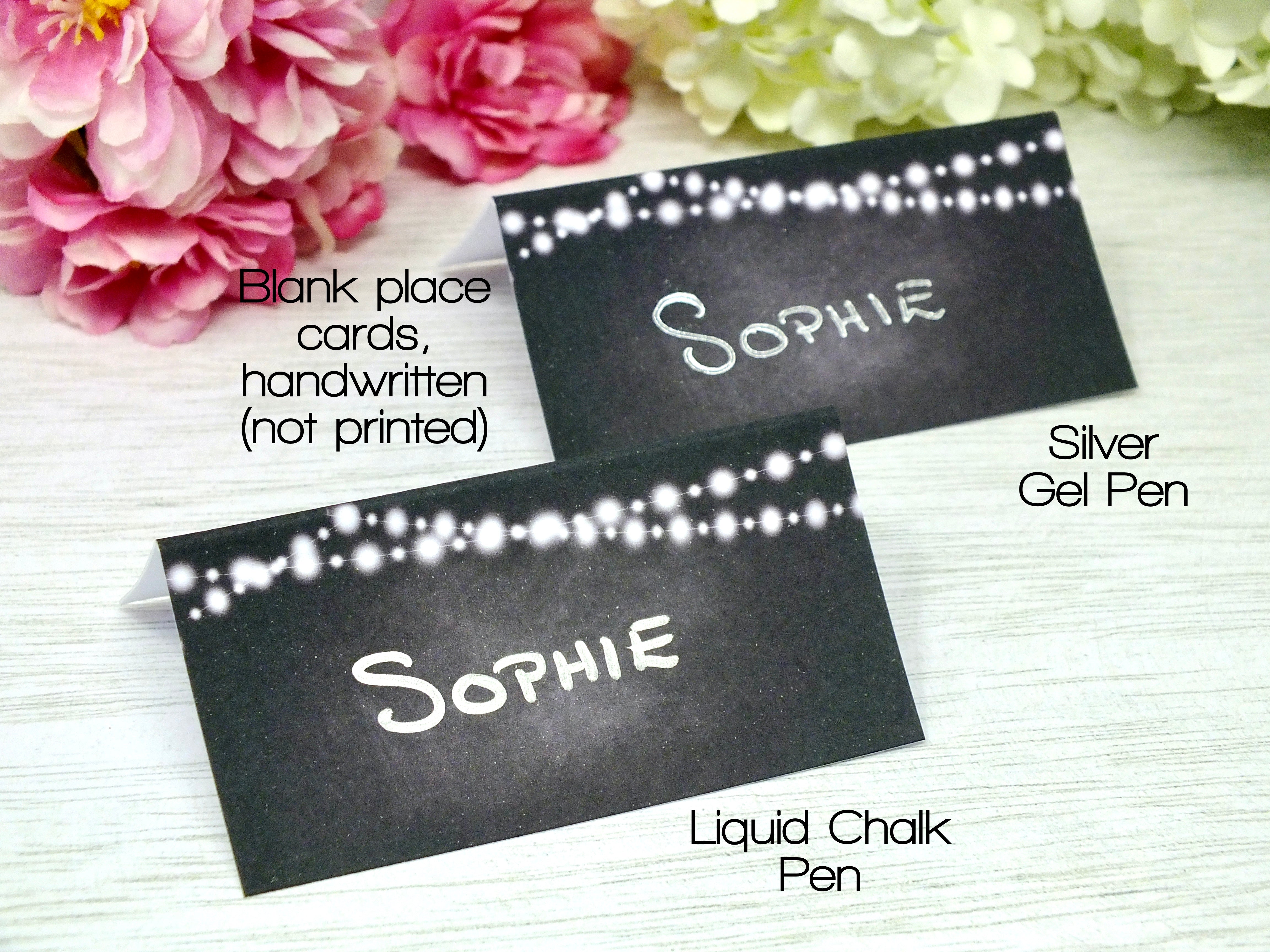 Chalk Board Place Cards & Fairy Lights - Pack of 12