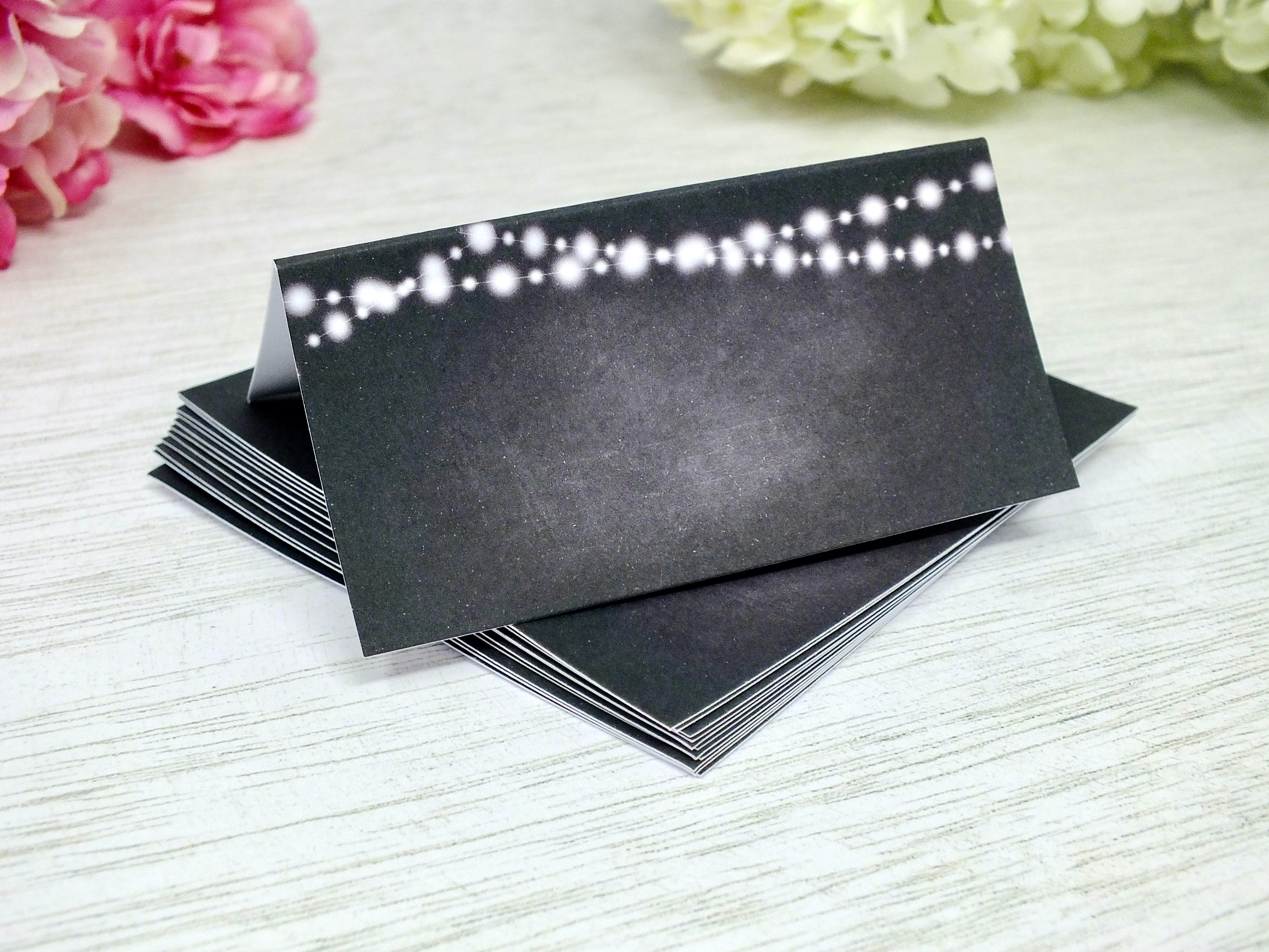 Chalk Board Place Cards & Fairy Lights - Pack of 12