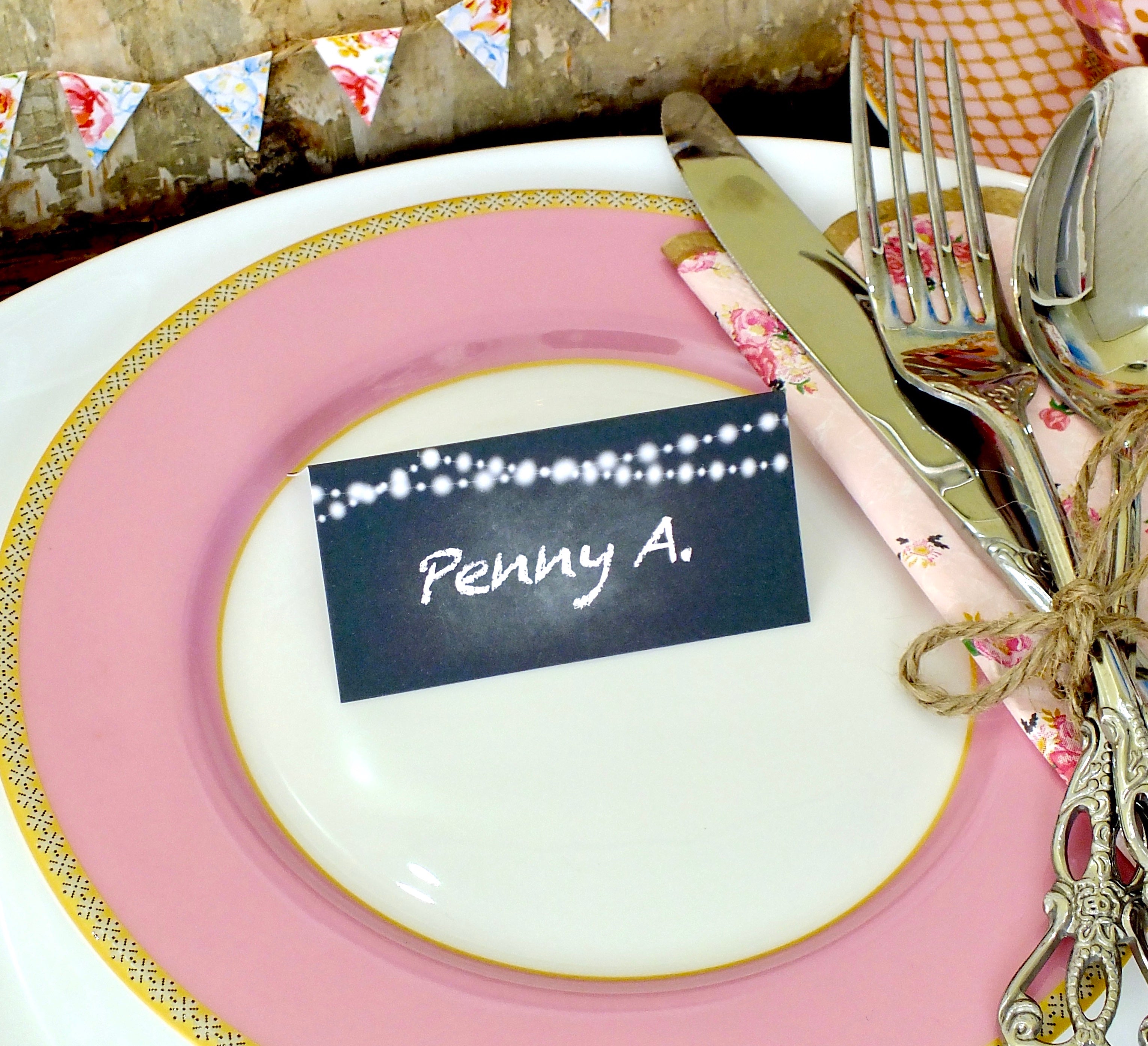 Chalk Board Place Cards & Fairy Lights - Pack of 12