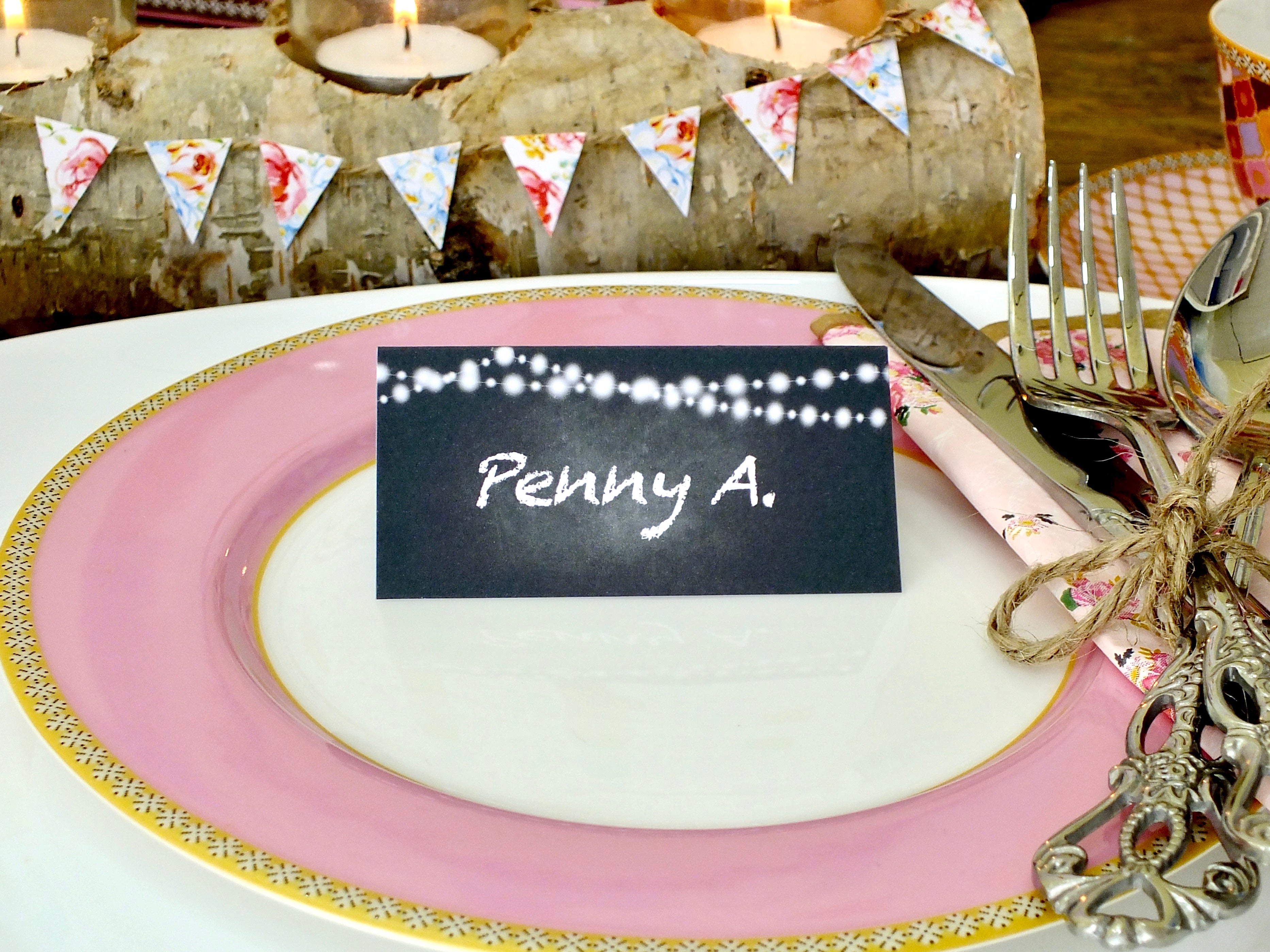 Chalk Board Place Cards & Fairy Lights - Pack of 12