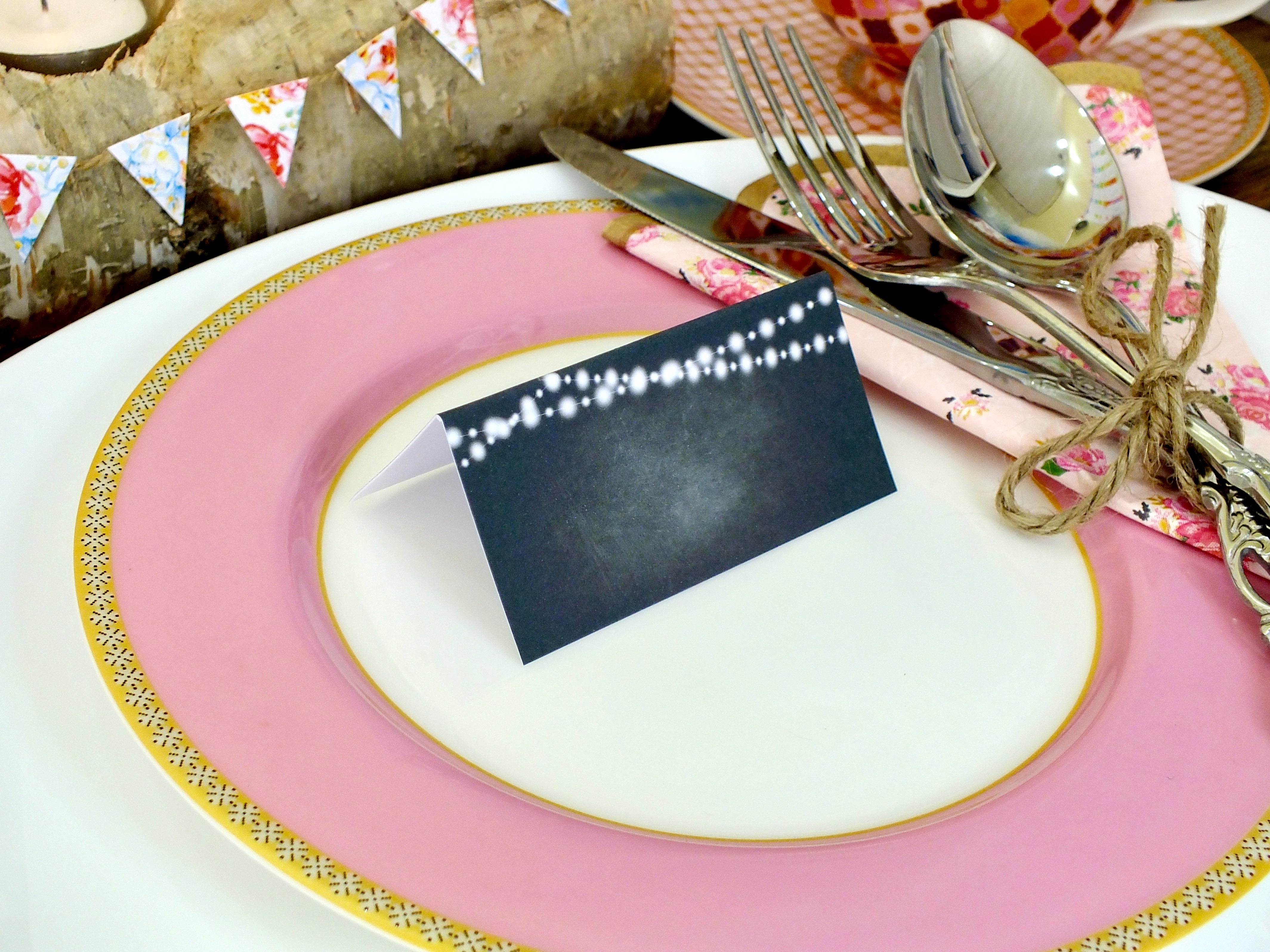 Chalk Board Place Cards & Fairy Lights - Pack of 12