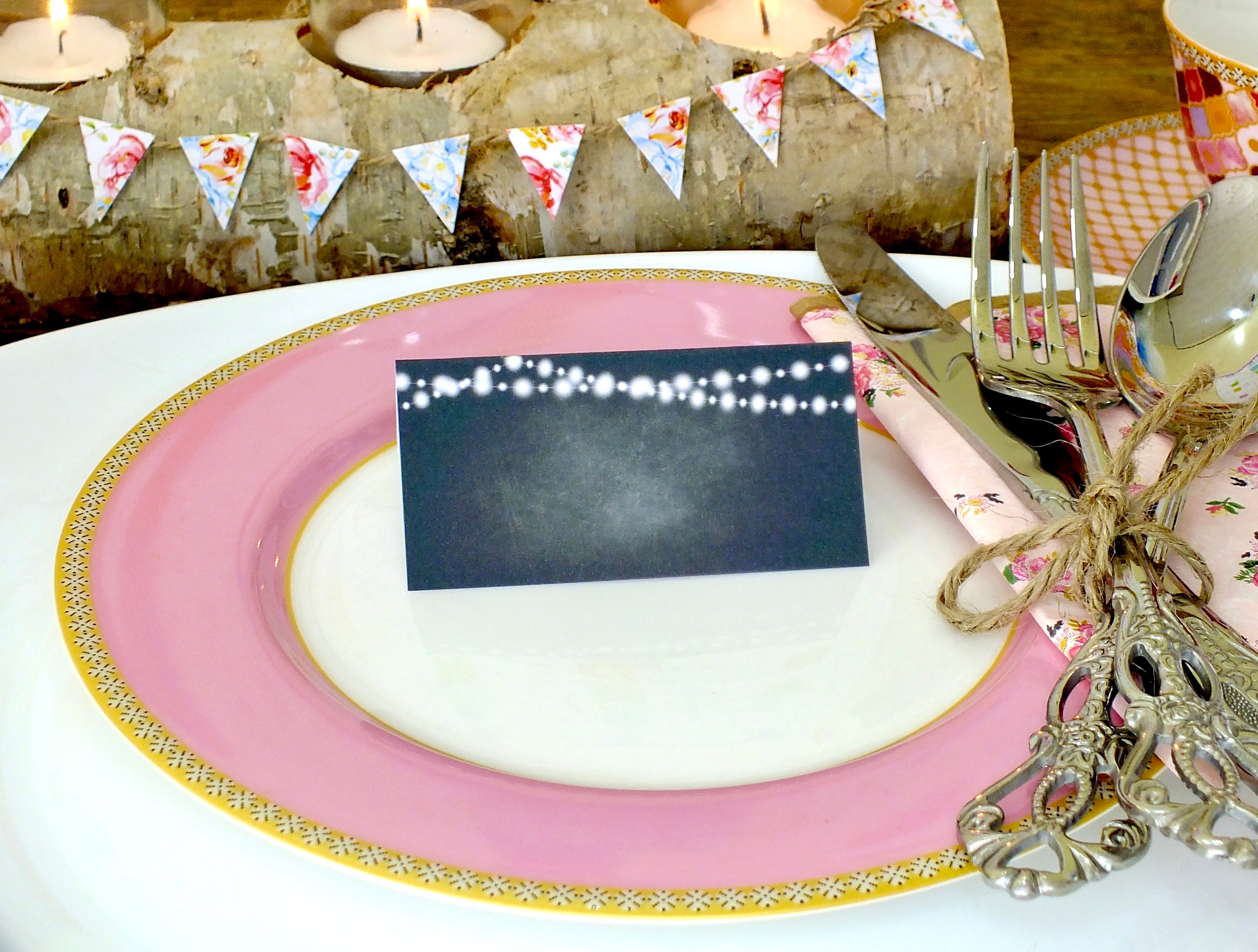 Chalk Board Place Cards & Fairy Lights - Pack of 12