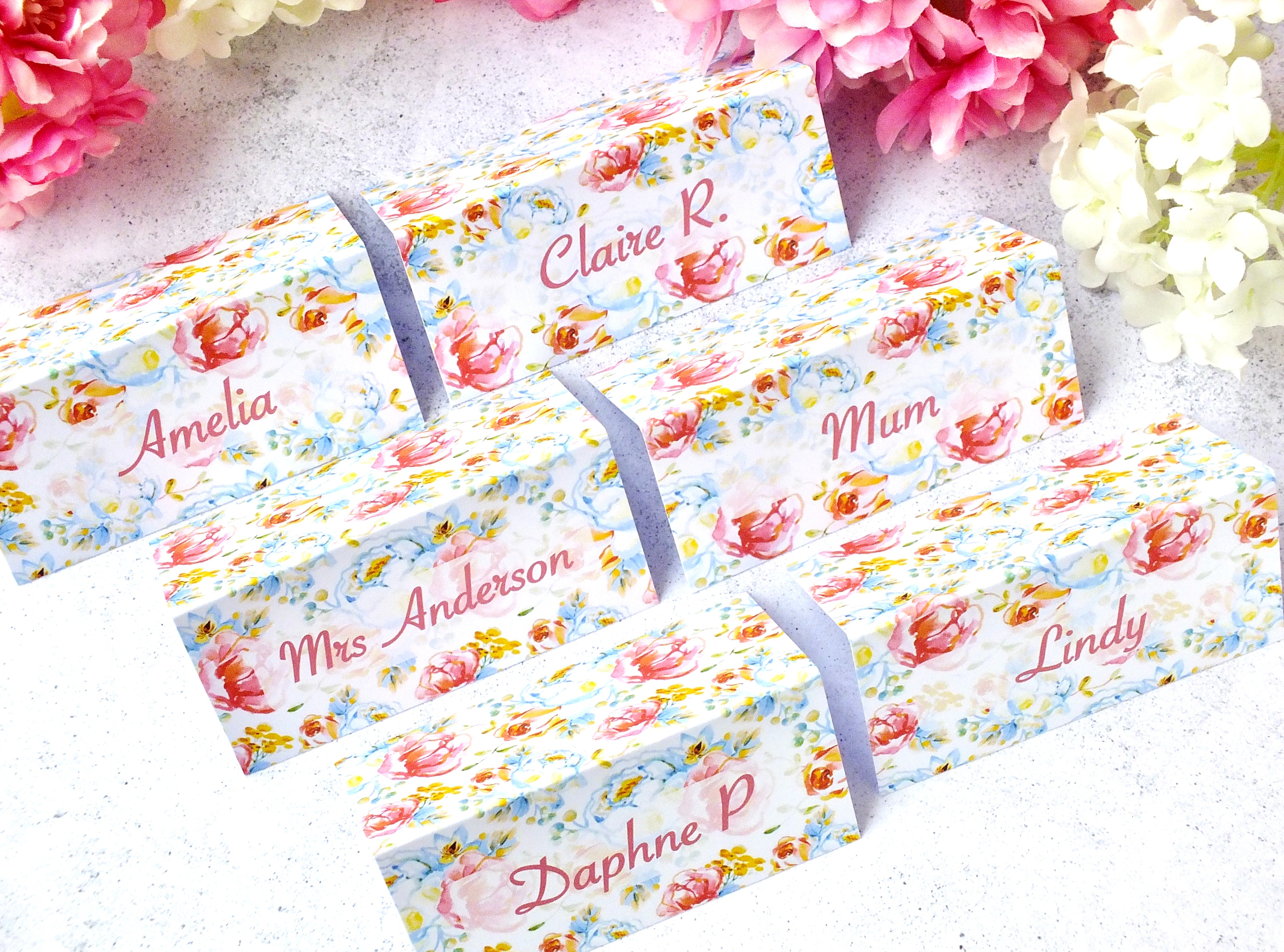 Floral Place Cards for Wedding / Dinner Party - Personalised or Blank