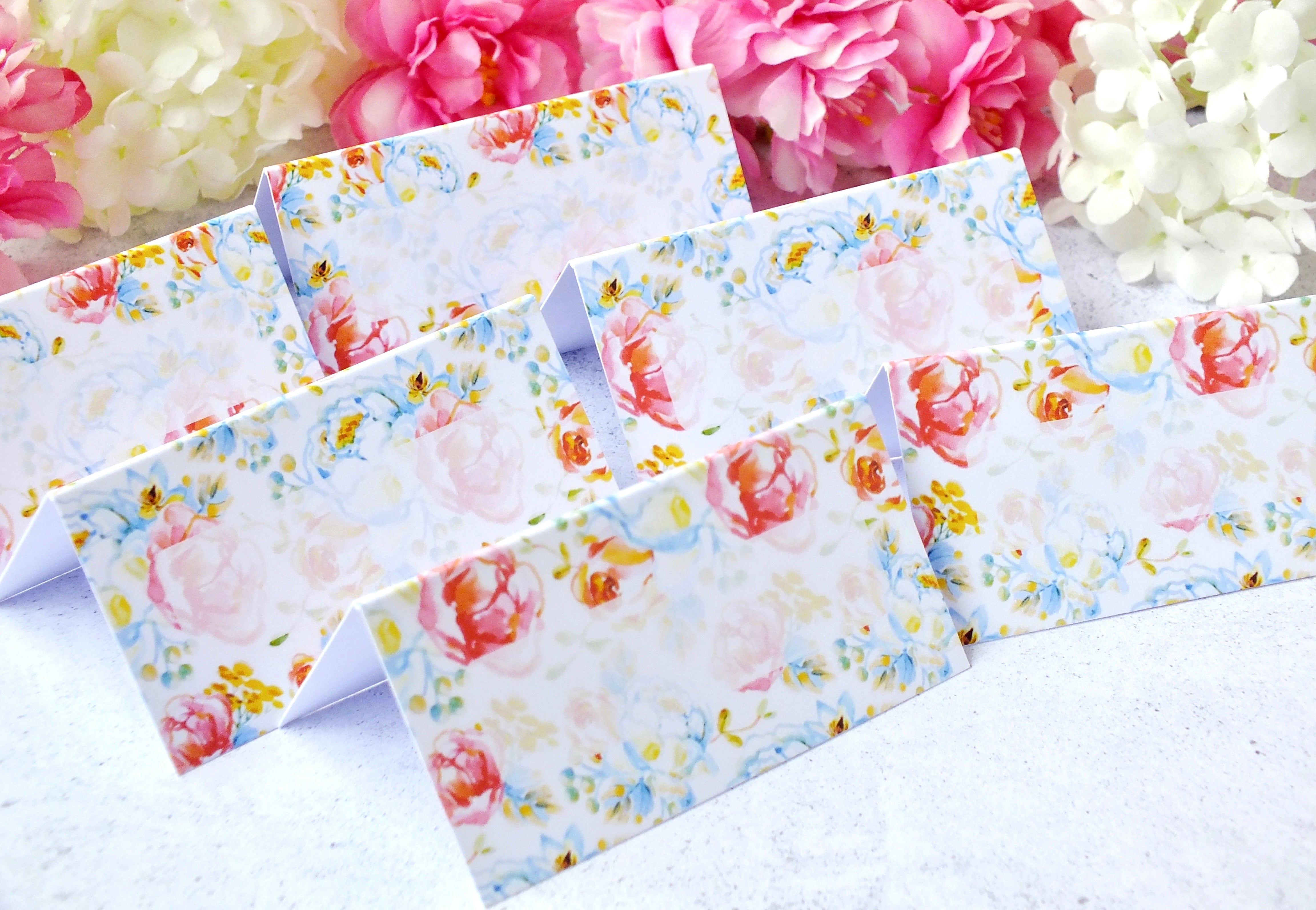 Floral Place Cards for Wedding / Dinner Party - Personalised or Blank