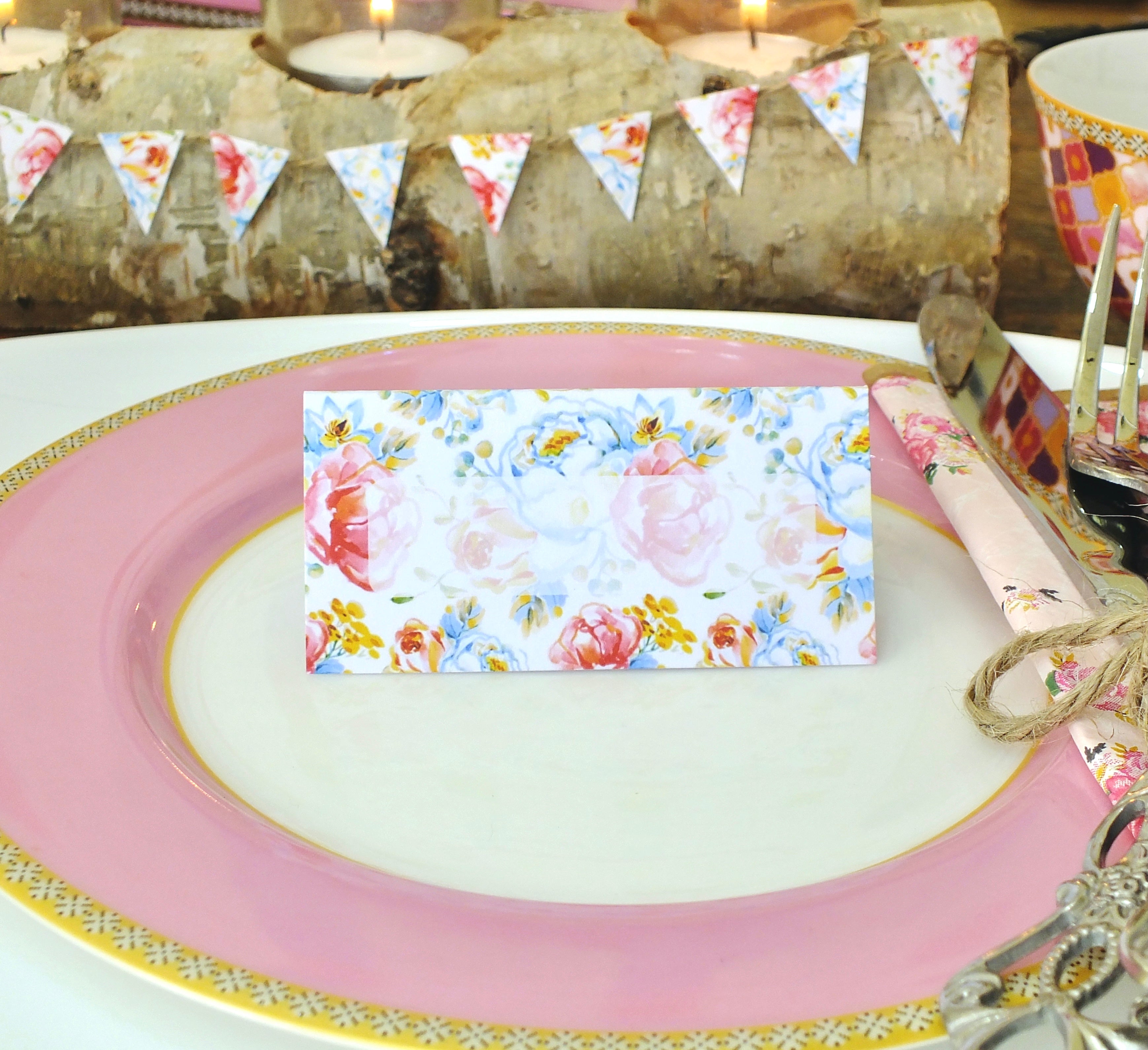 Floral Place Cards for Wedding / Dinner Party - Personalised or Blank