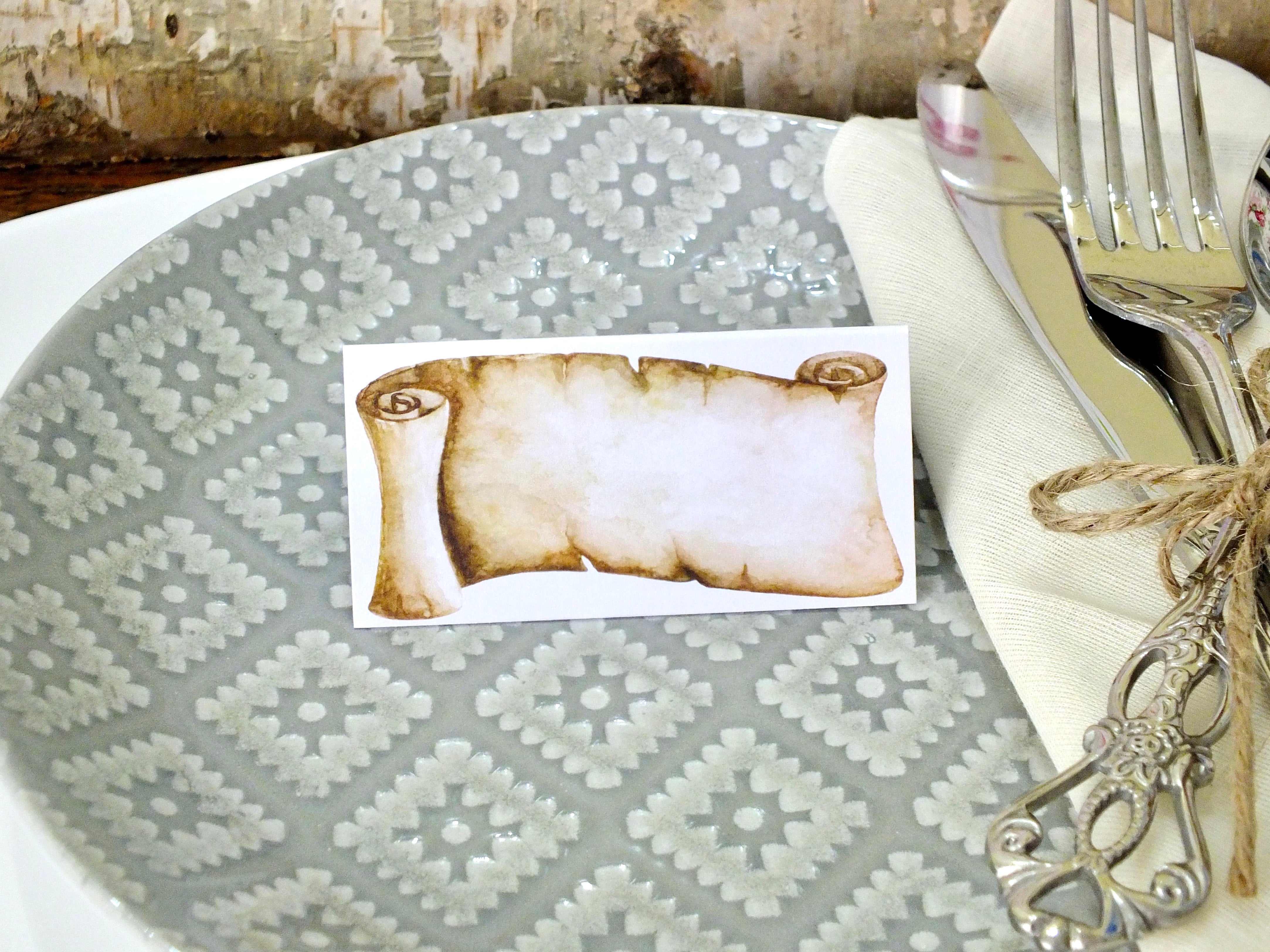 Ancient Scroll Place Cards - Tent Fold - Pack of 12