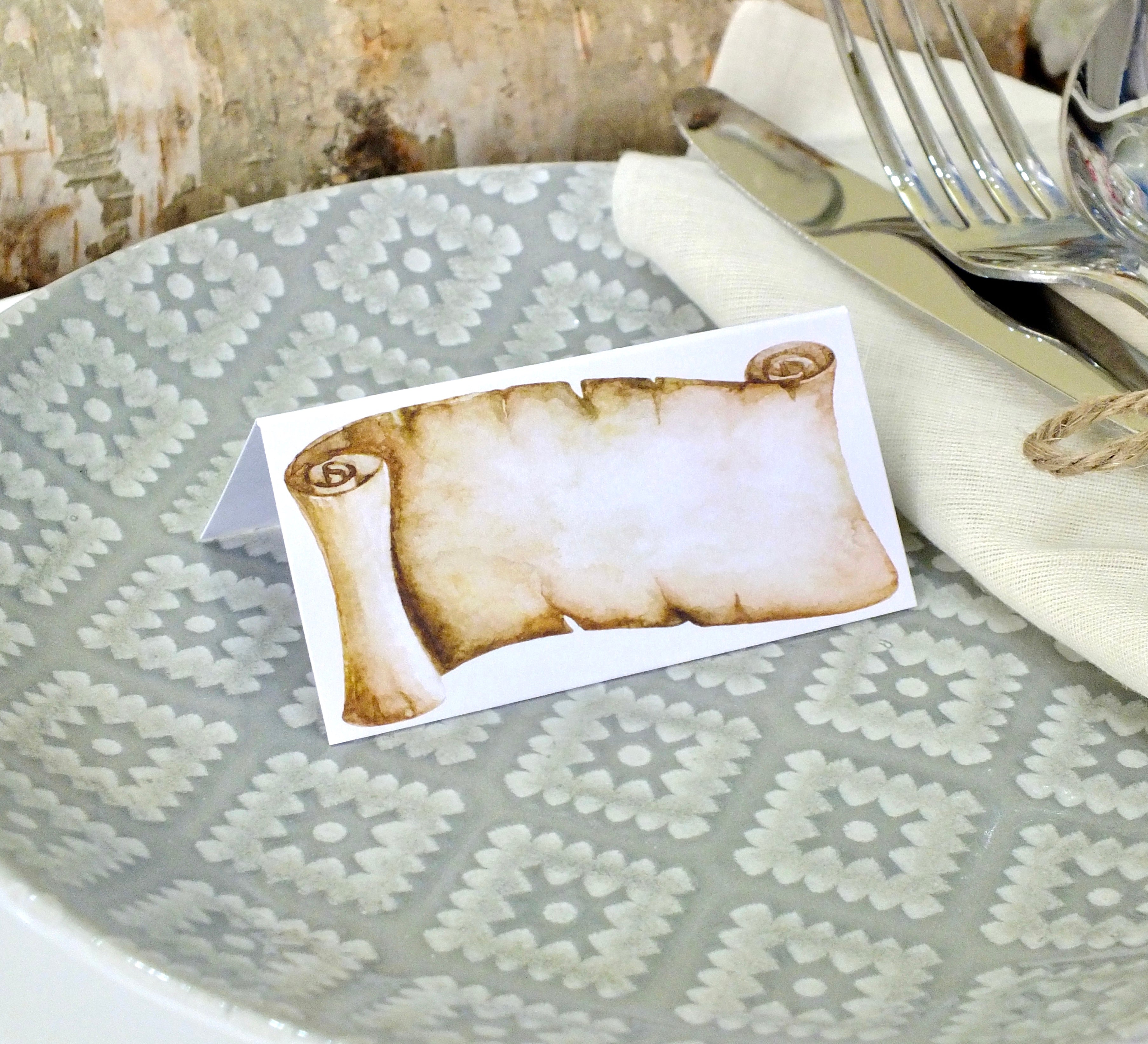 Ancient Scroll Place Cards - Tent Fold - Pack of 12