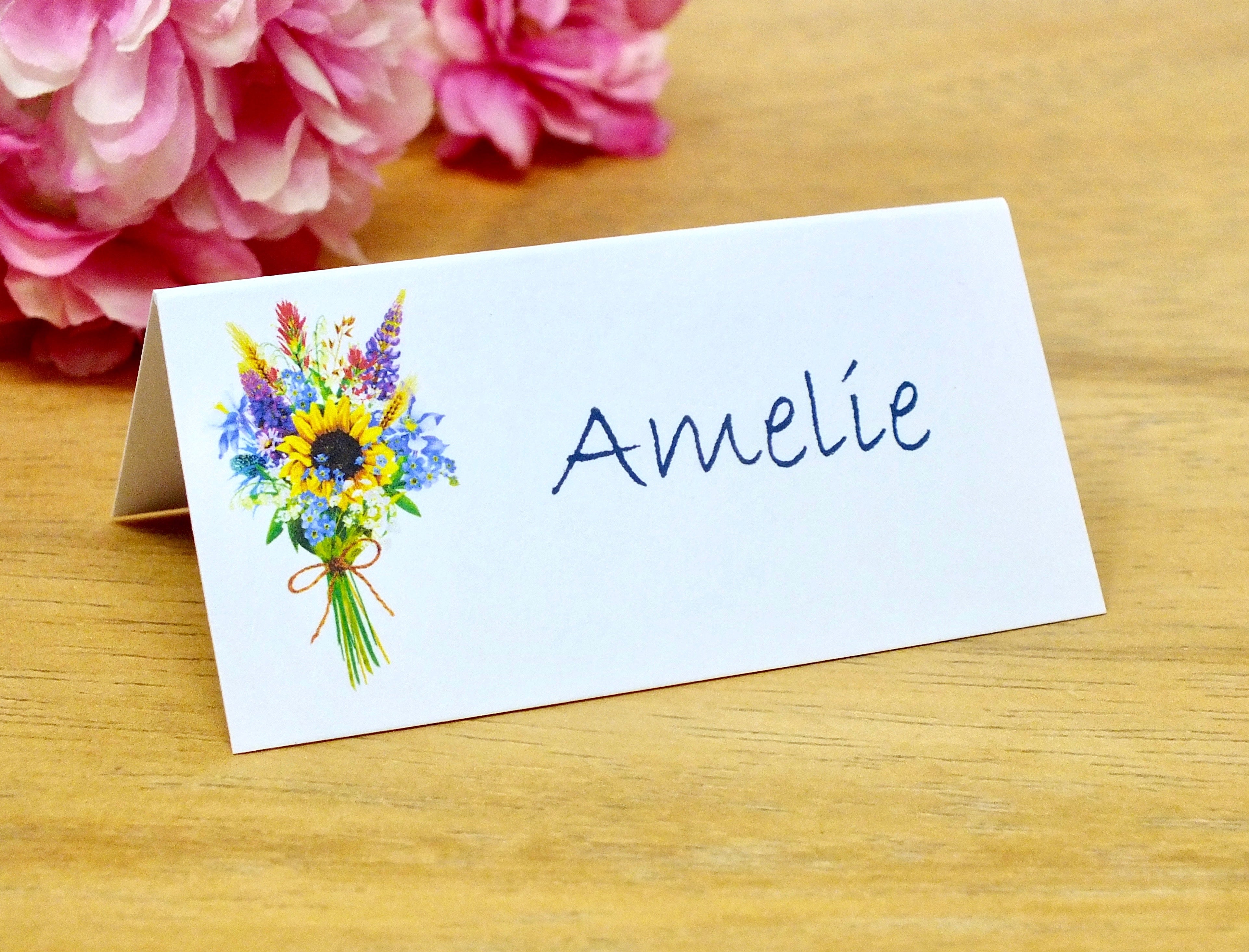 Wild Flower Place Cards for Wedding / Party - Pack of 12