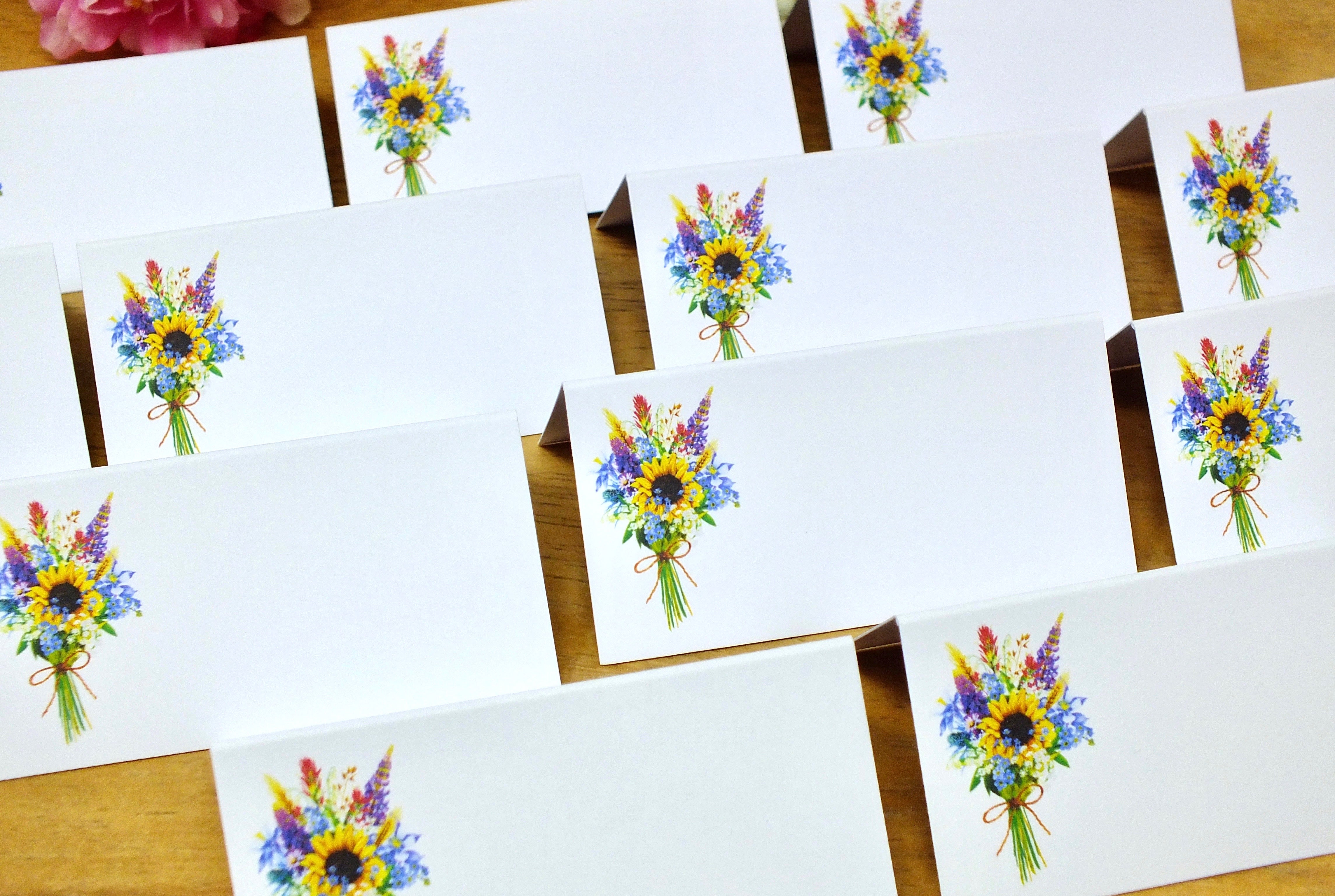 Wild Flower Place Cards for Wedding / Party - Pack of 12