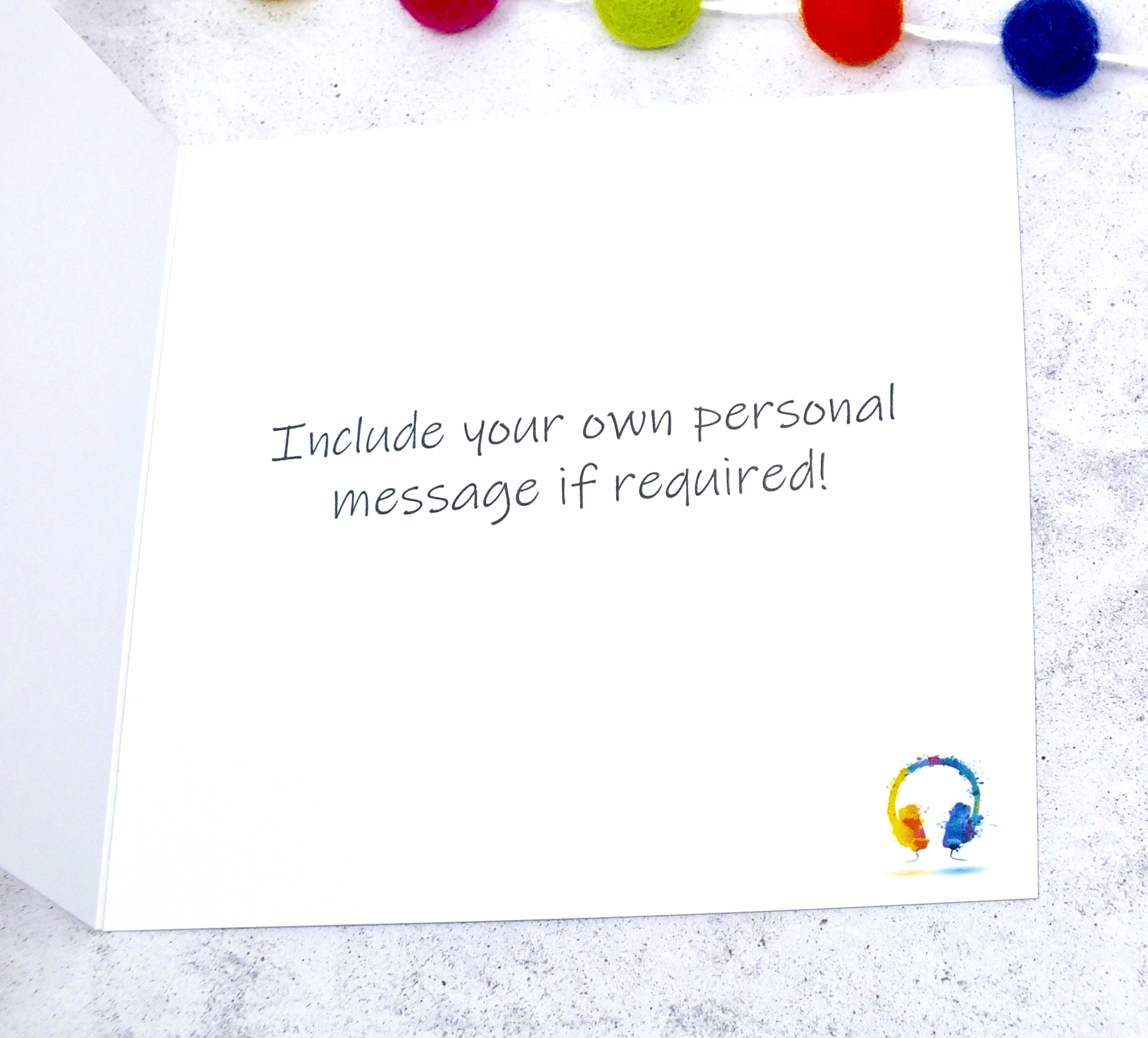 Personalised Birthday Card - Colourful Headphones