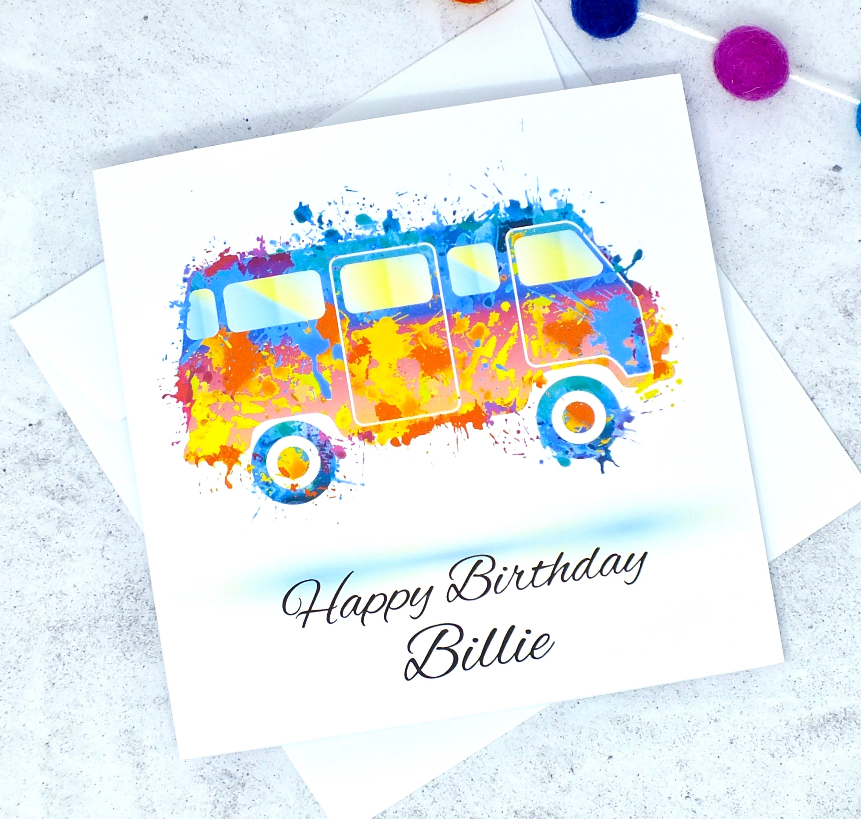 Personalised Birthday Card - Colourful Campervan