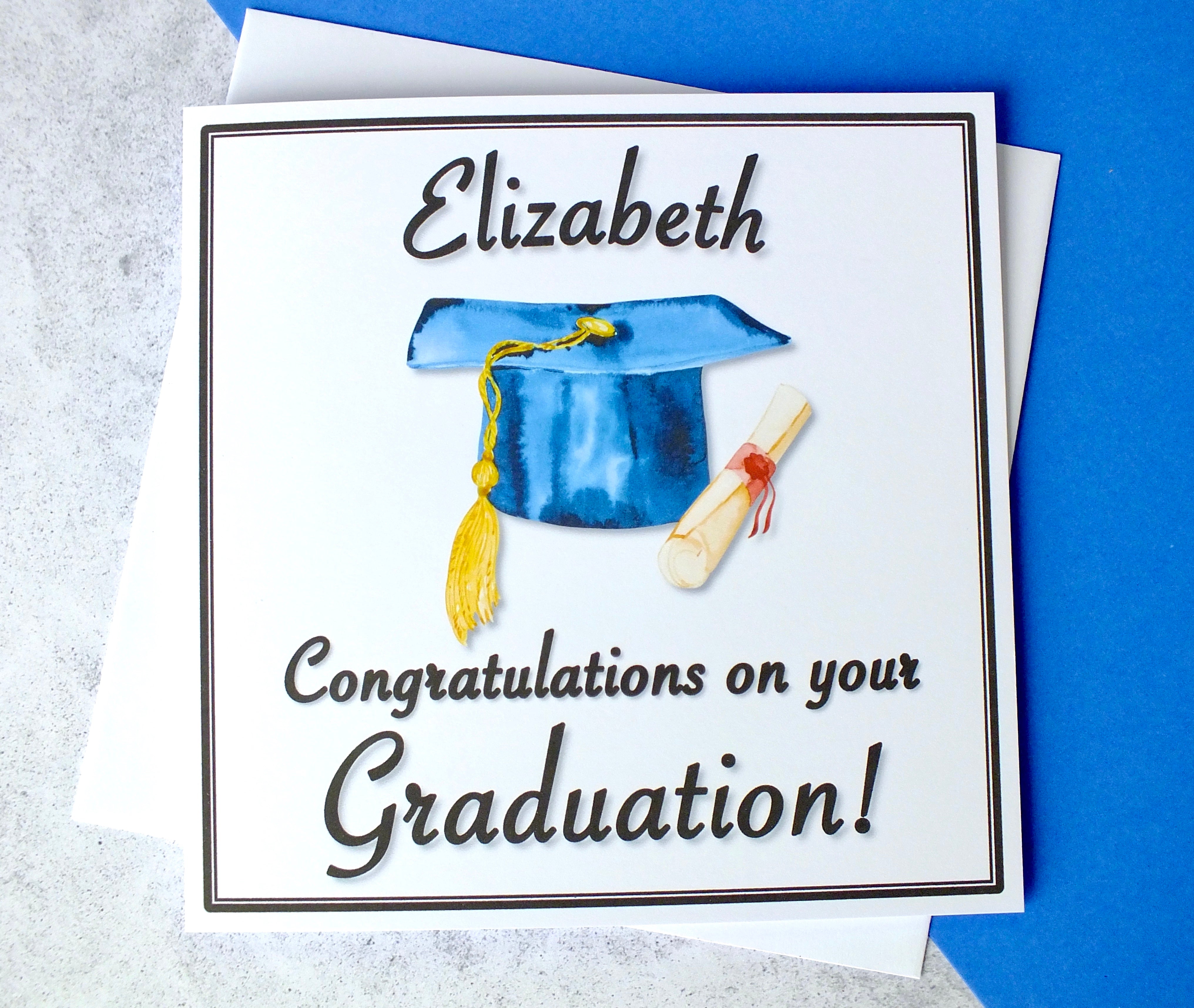 Graduation Card for Him or Her - Personalised, Watercolour
