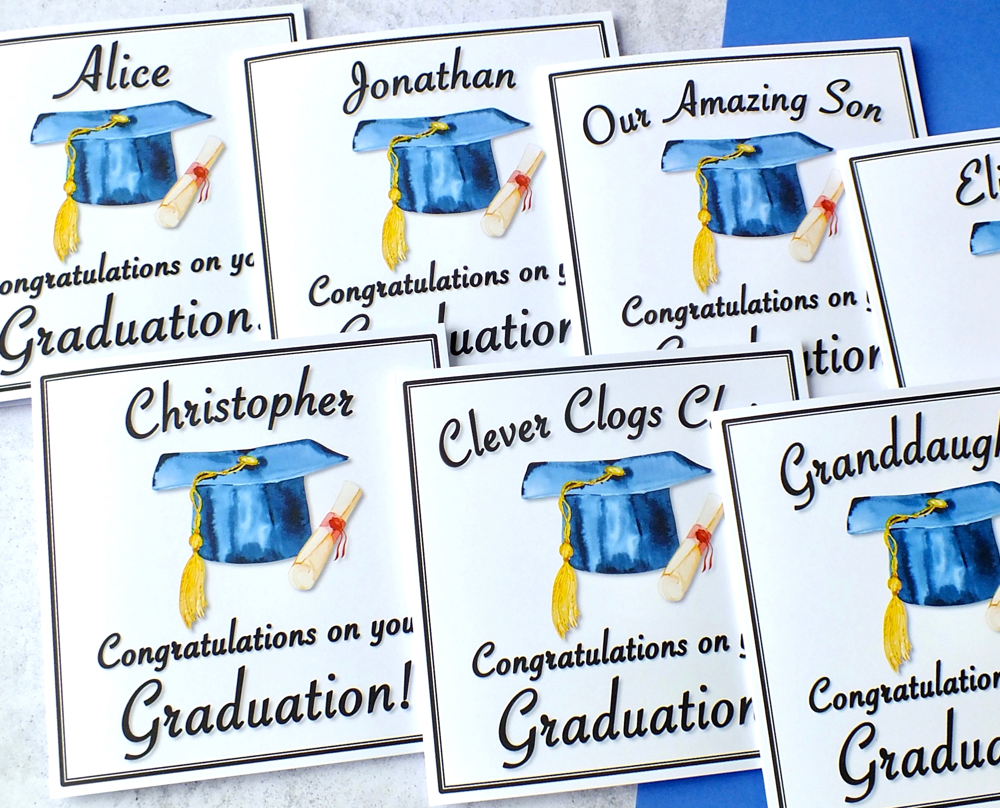Graduation Card for Him or Her - Personalised, Watercolour