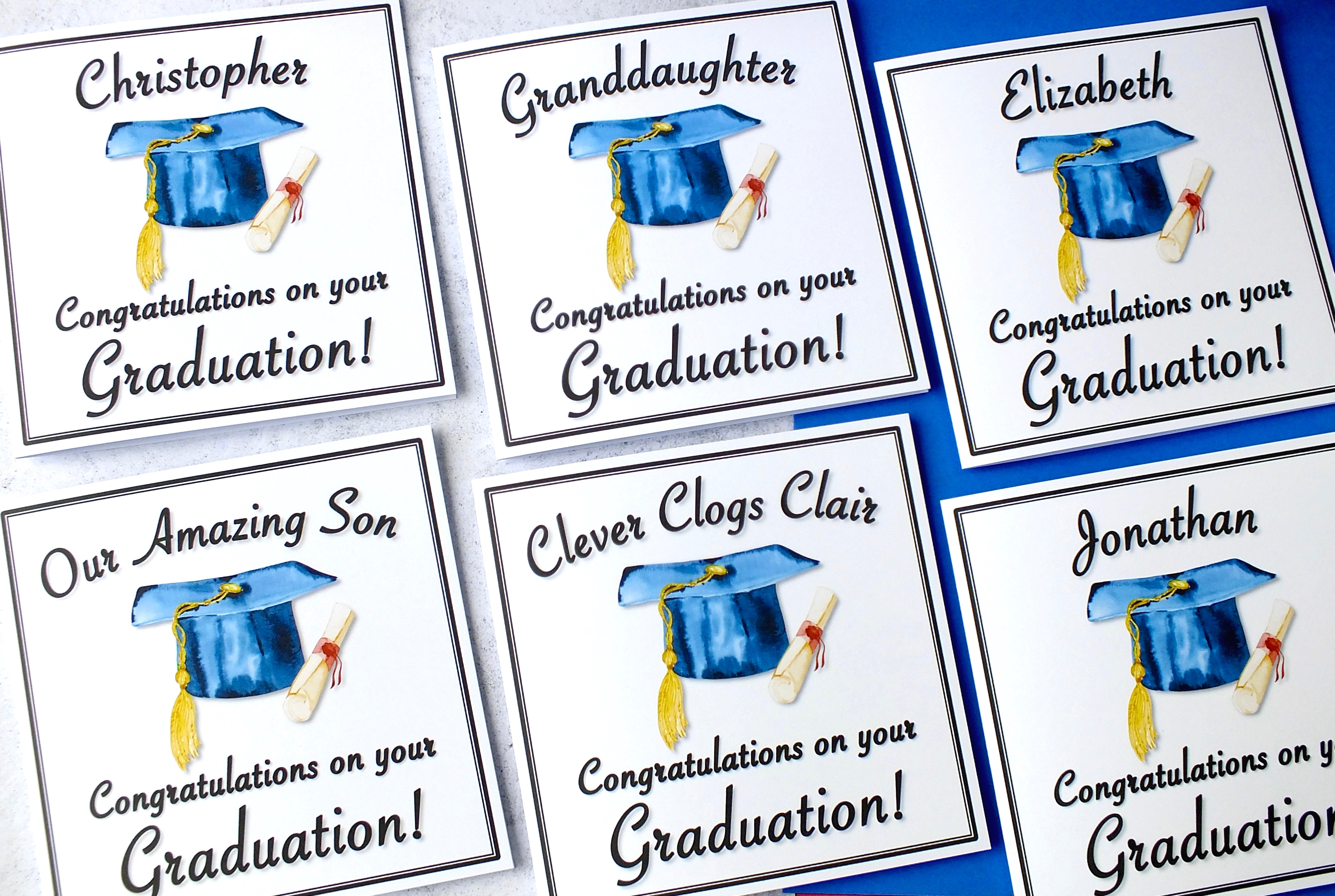 Graduation Card for Him or Her - Personalised, Watercolour