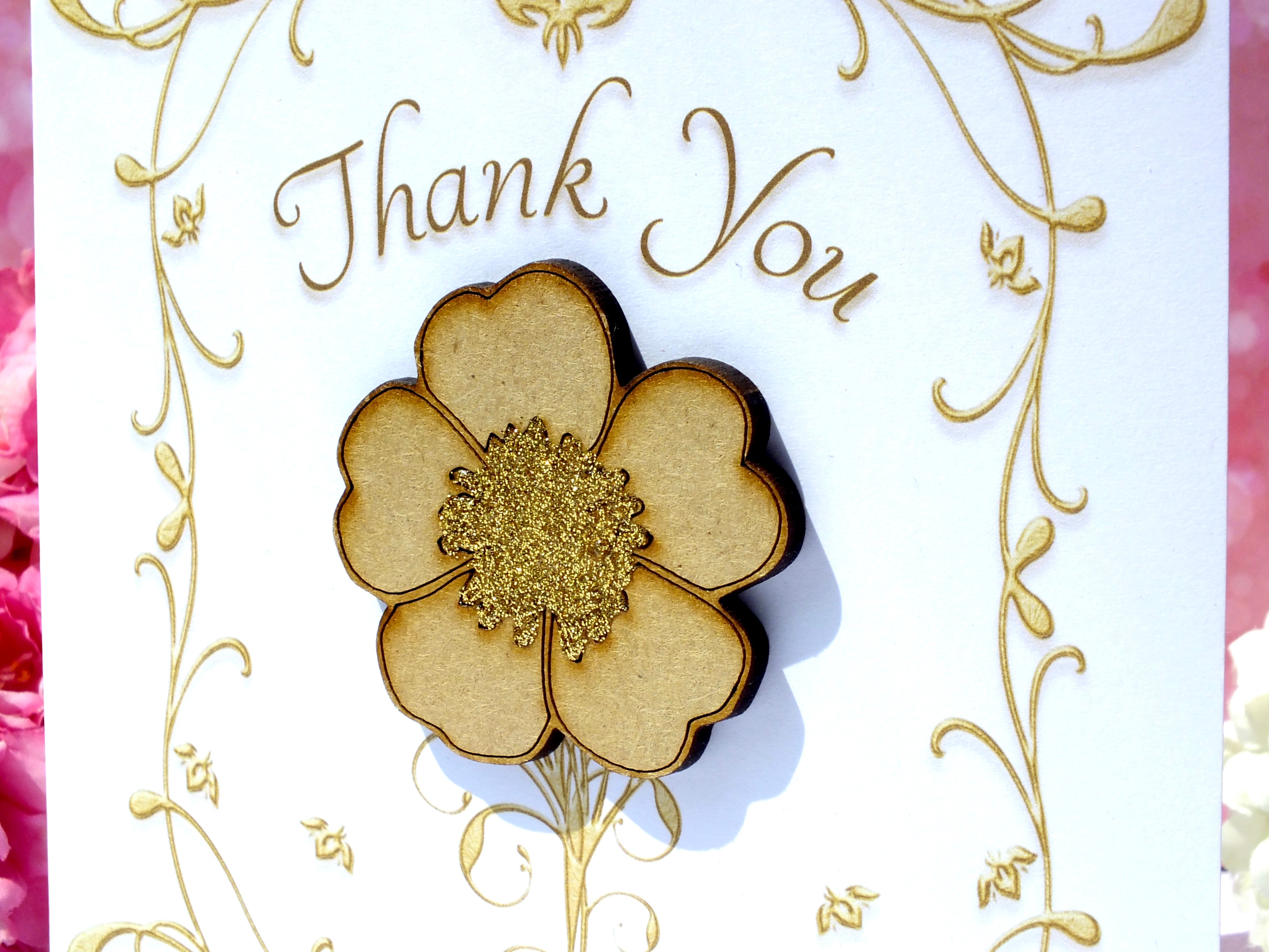 Thank You Card with Wooden Daisy Flower