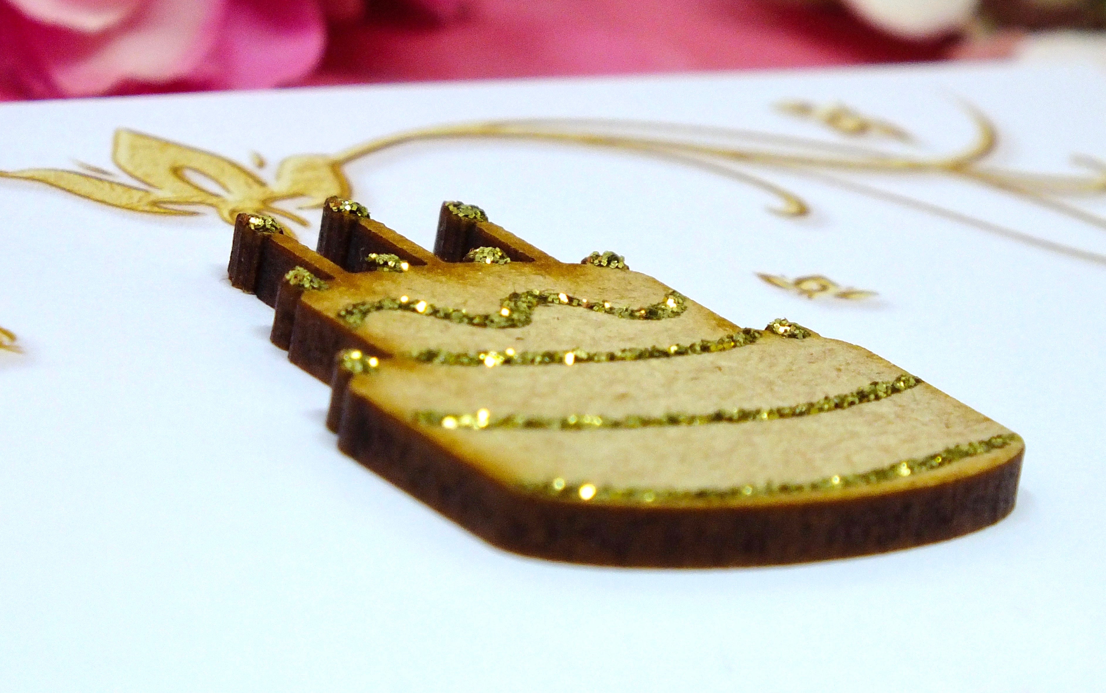 Unique 100th Birthday Card with Wooden Cake - Handmade and Sparkling Gold Details | Bright Heart Design