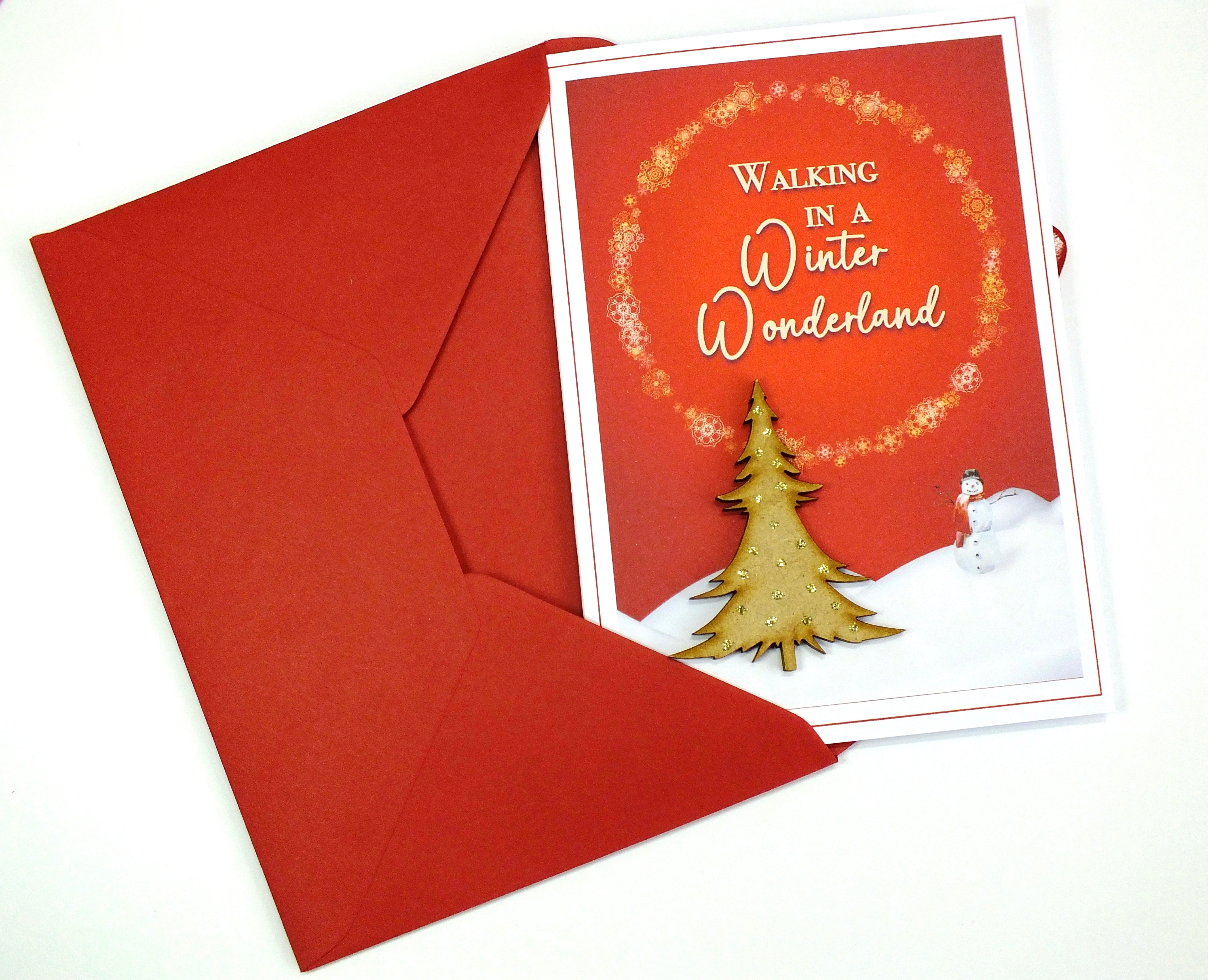Pack of 6 Handmade Christmas Cards & Envelopes - Wooden Designs