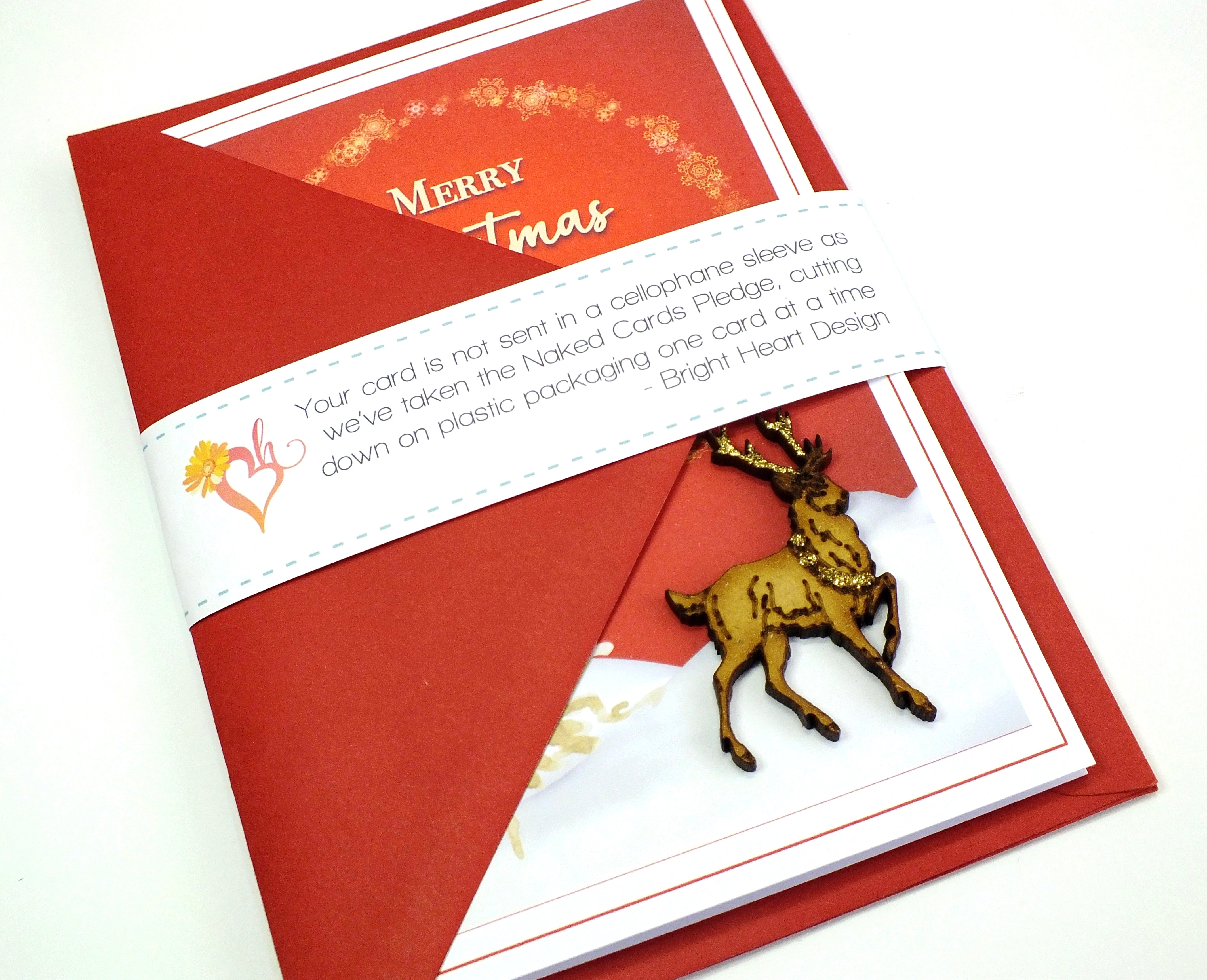 "Winter Stag" - Rustic Handmade Christmas Card - Single or Packs of 6 or 12