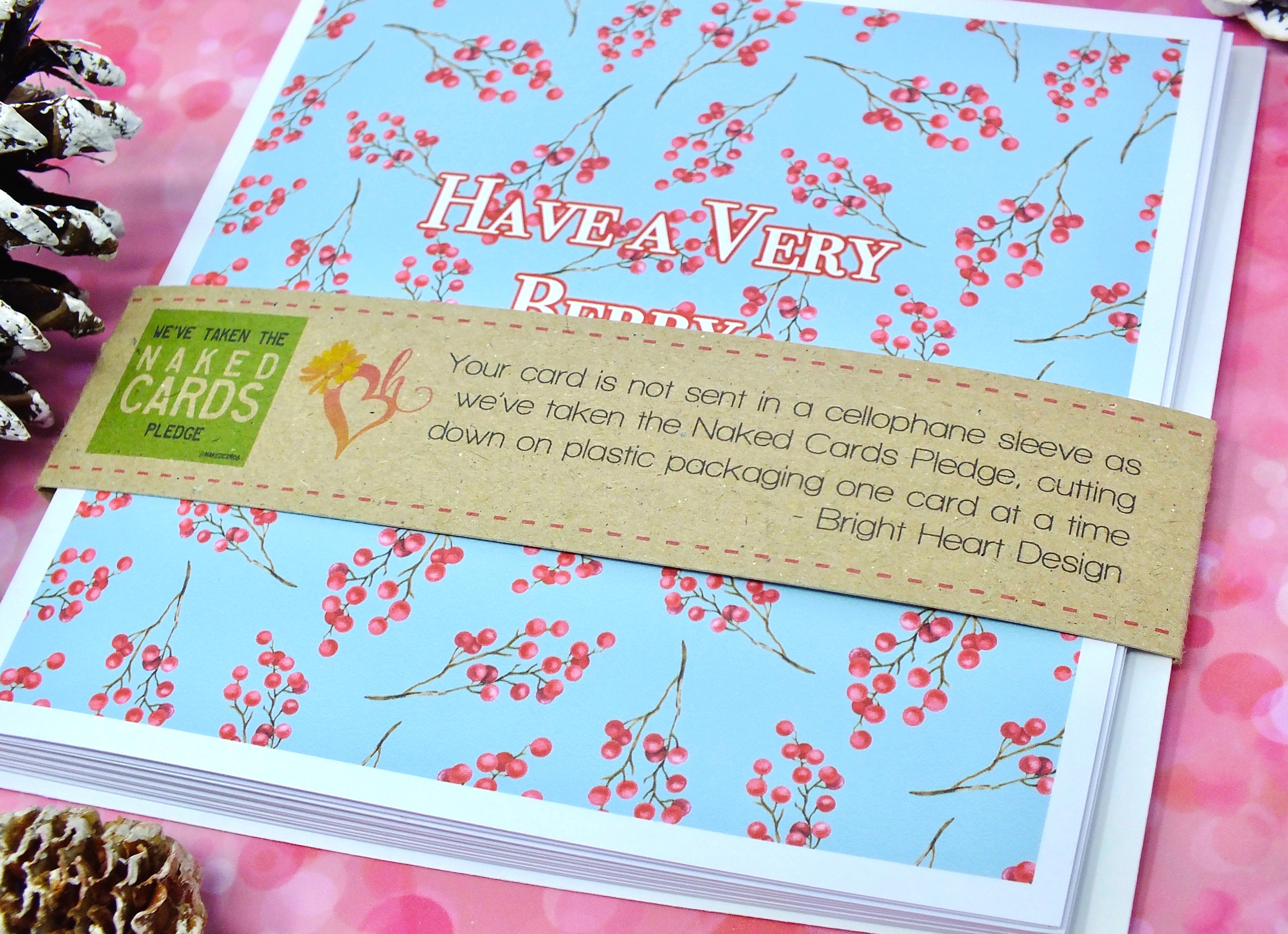 Have a Very Berry Christmas - Pack of 4 Christmas Cards + Band