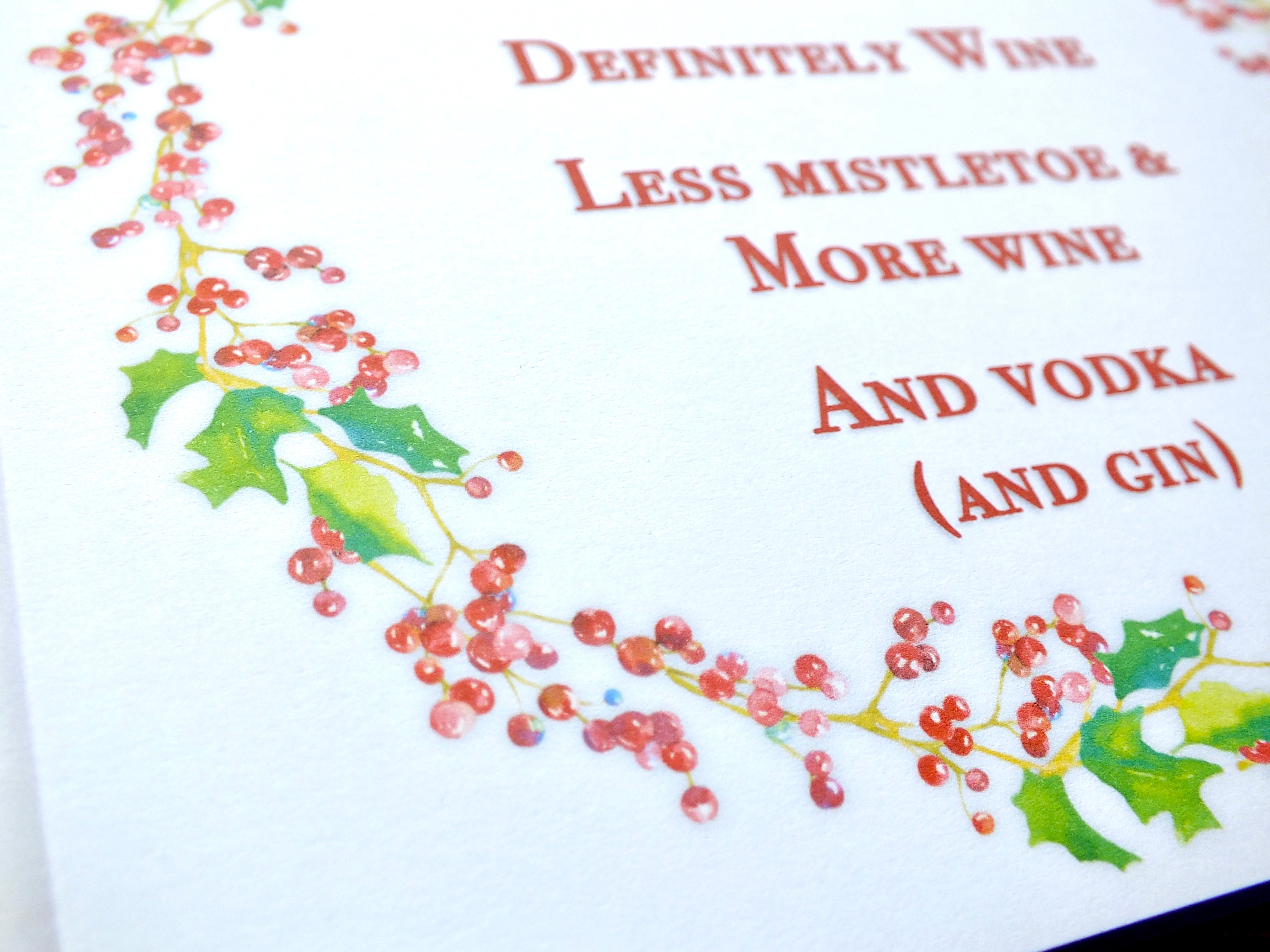 Pack of 4 Funny Christmas Cards - 'Mistletoe & Wine'