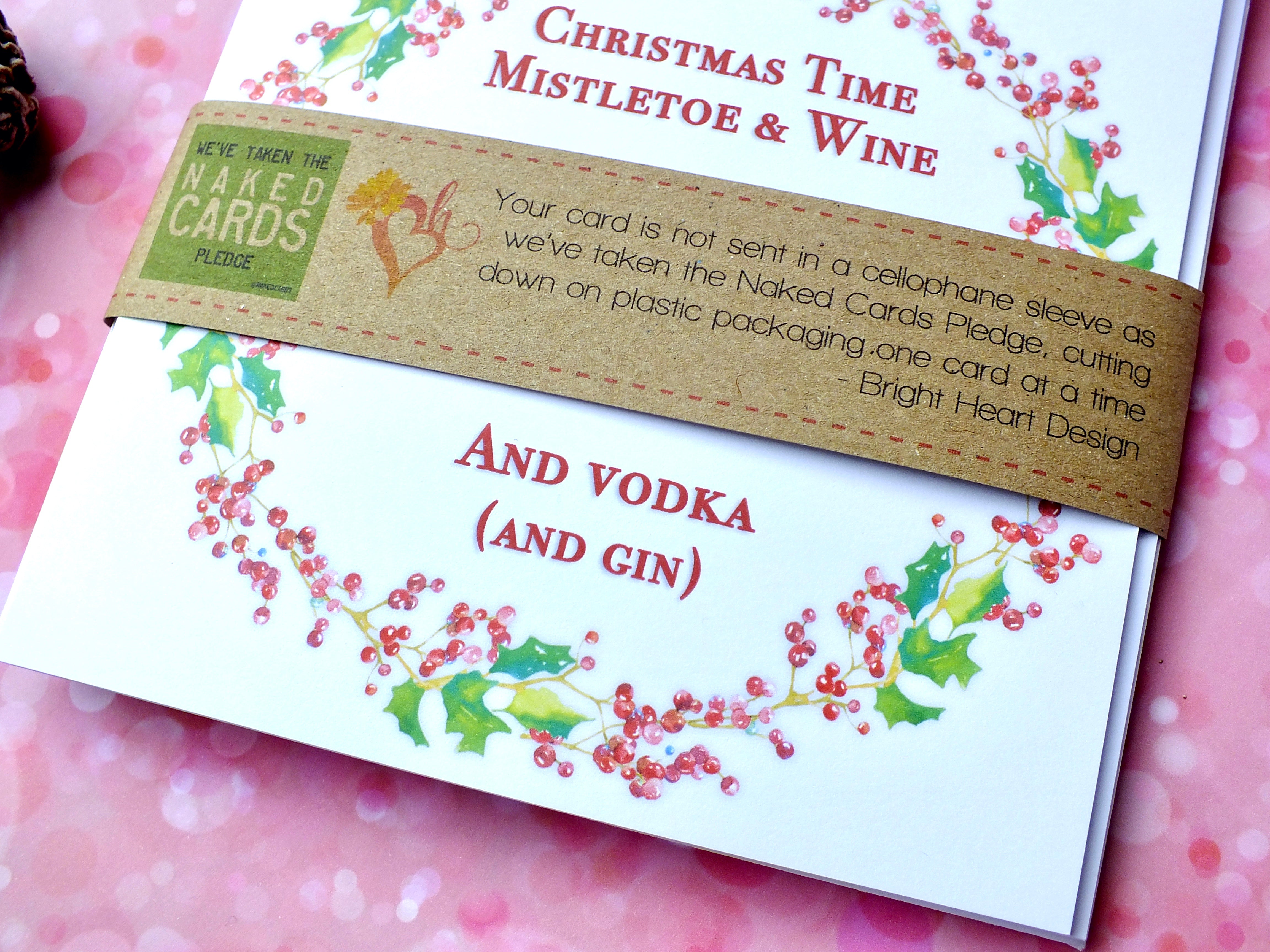 Pack of 4 Funny Christmas Cards - 'Mistletoe & Wine'