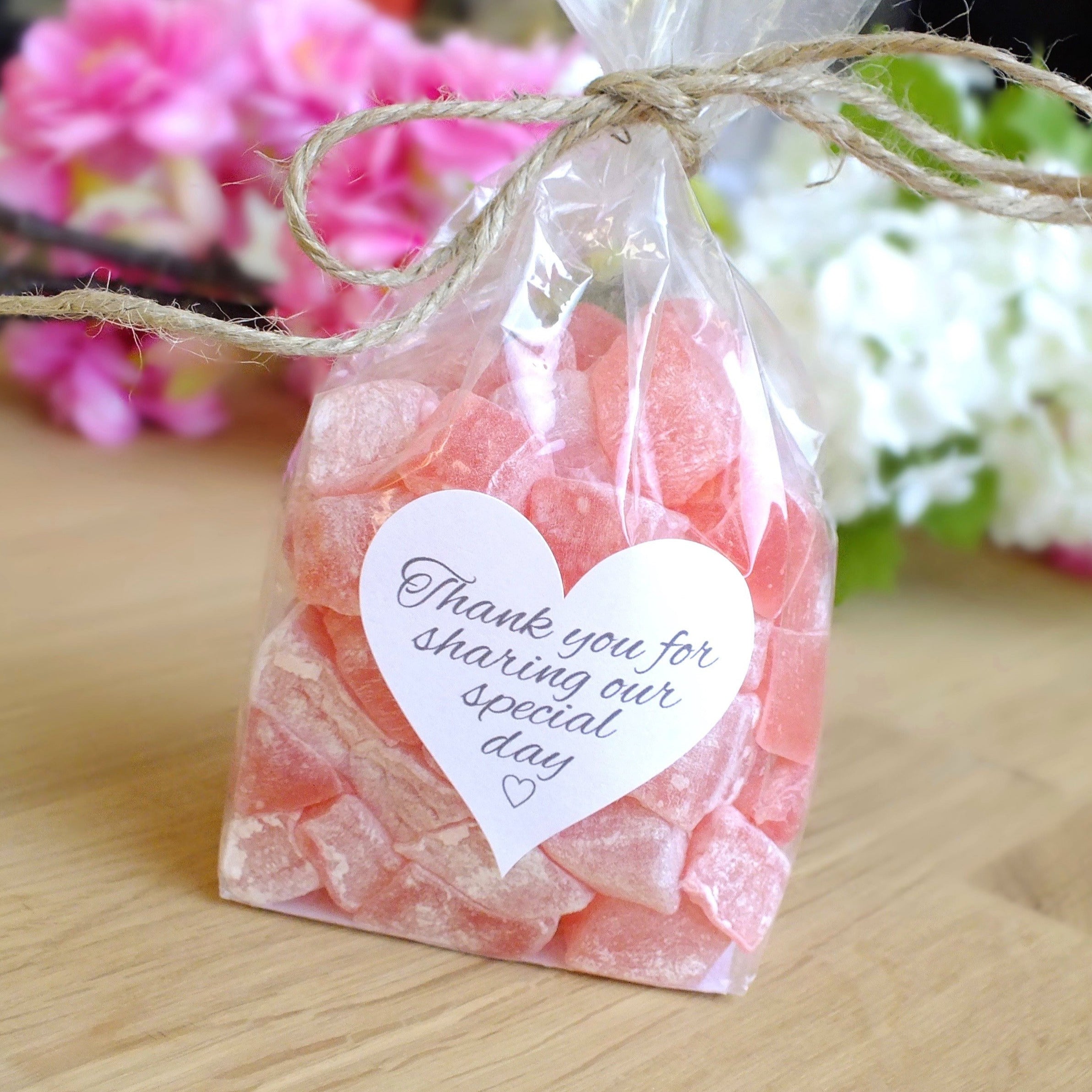 Thank You for Sharing our Special Day Stickers x 72 - White & Grey Love Heart Single