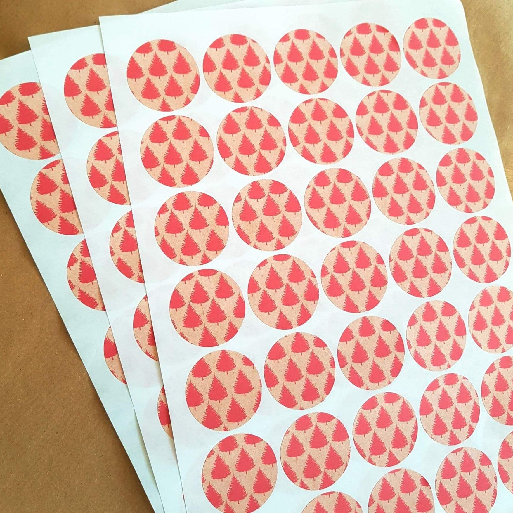 Eco-Friendly Christmas Tree Stickers for Kraft Gift Wap - Set of 105 Front