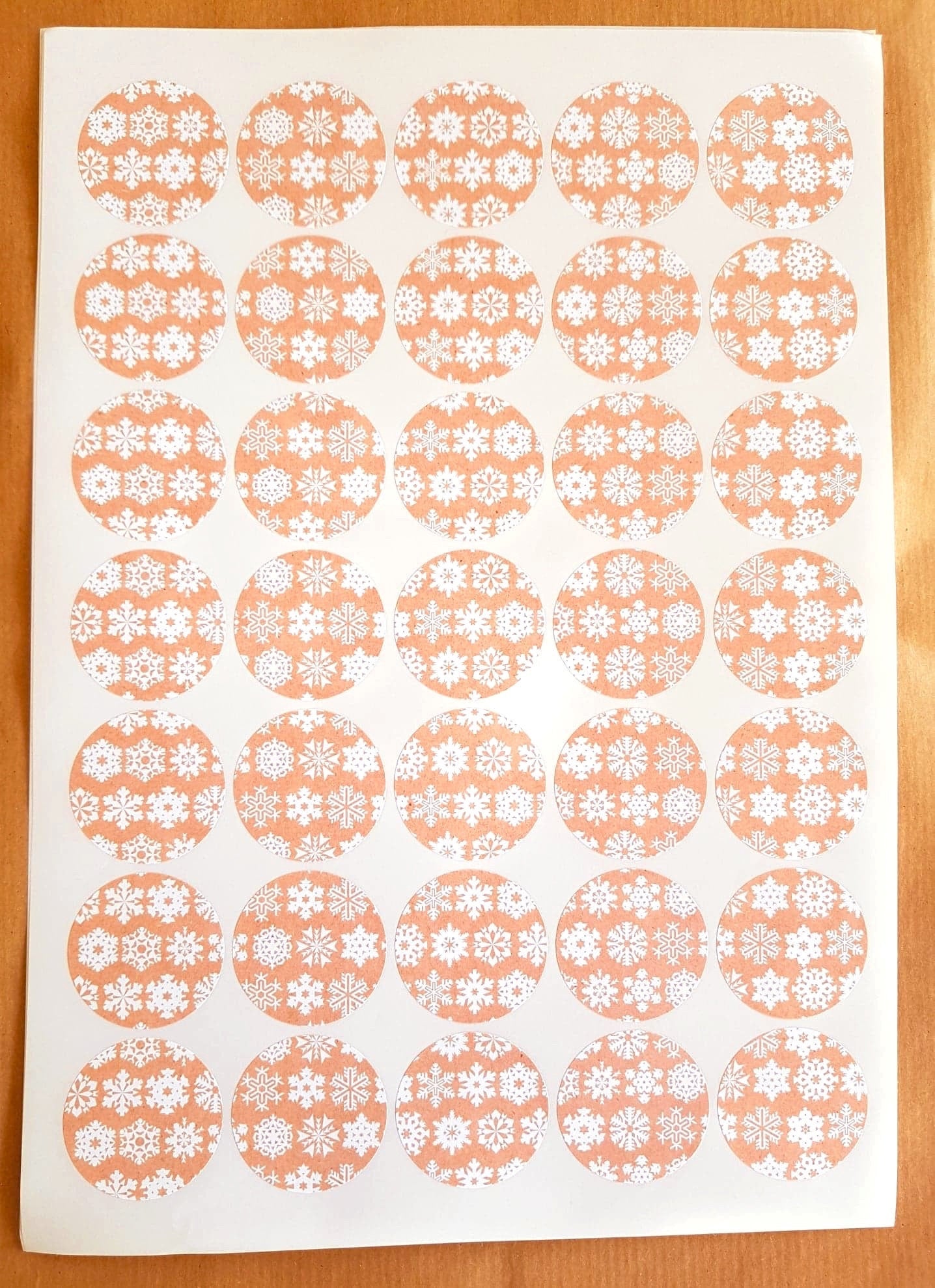 Eco-Friendly Christmas Snowflake Stickers for Gift Wrap - Set of 105 Front