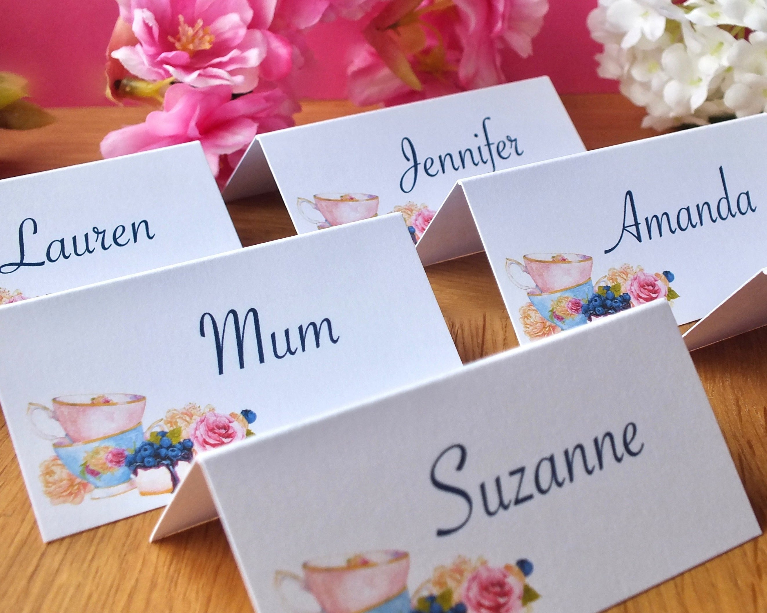 Afternoon Tea Place Cards - Vintage Wedding / Dinner - Pack of 12 Side