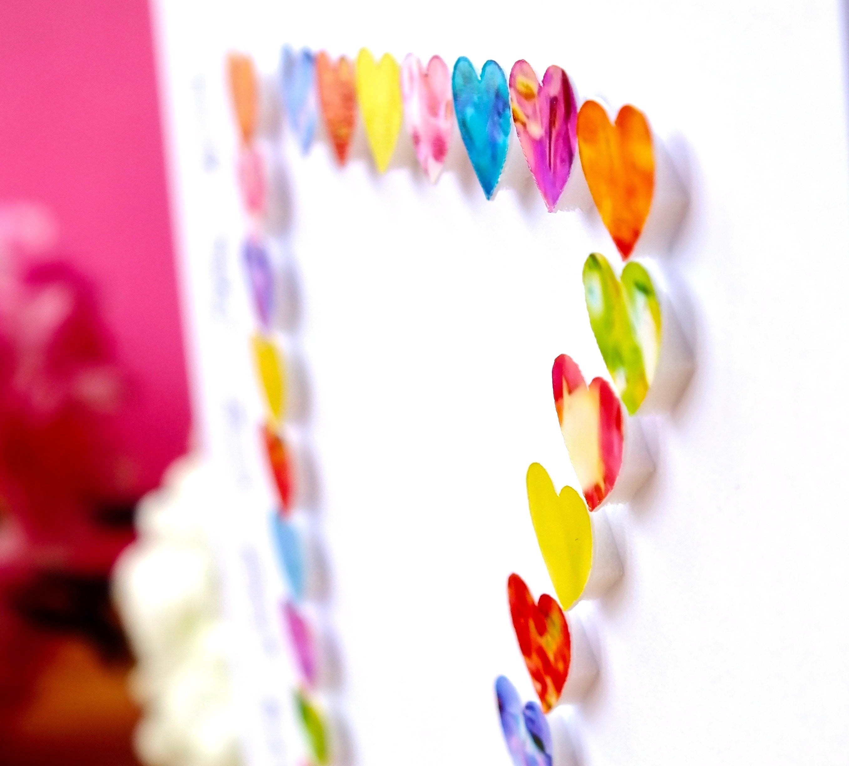 Personalized 17th Birthday Card with Vibrant Hearts - Handmade and Unique | Bright Heart Design