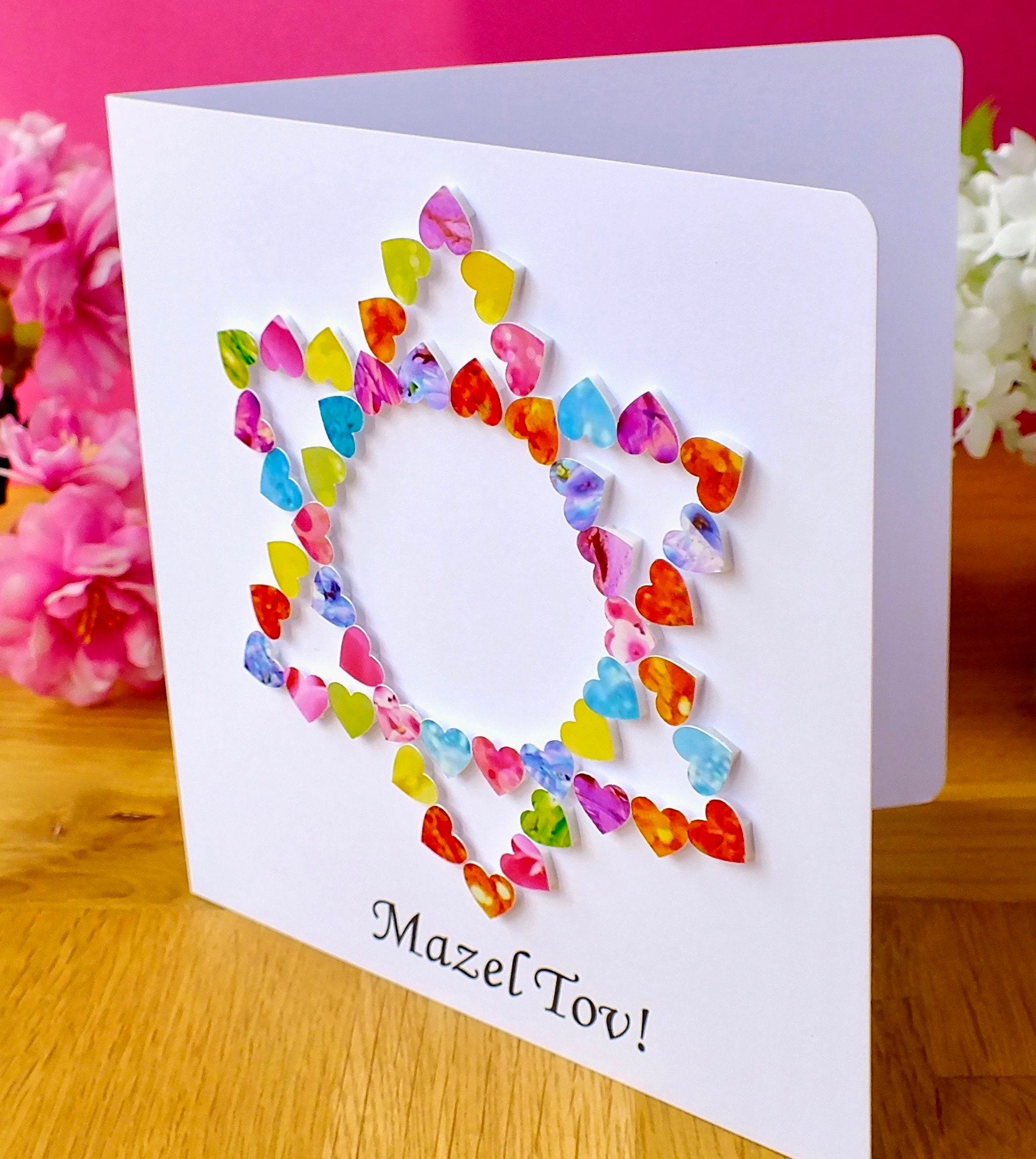 Mazel Tov / Congratulations Card - Hearts Side