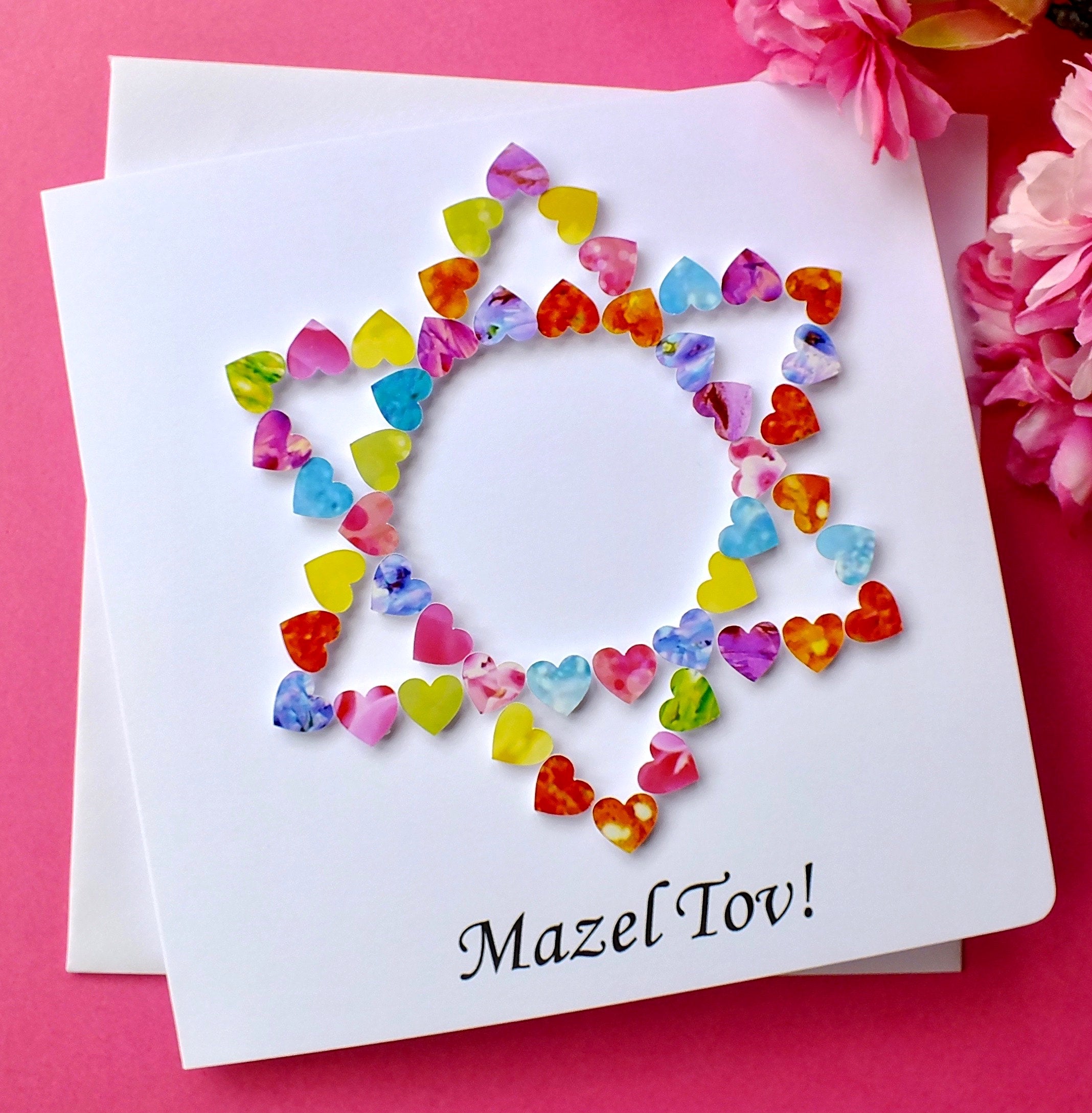 Mazel Tov / Congratulations Card - Hearts Front