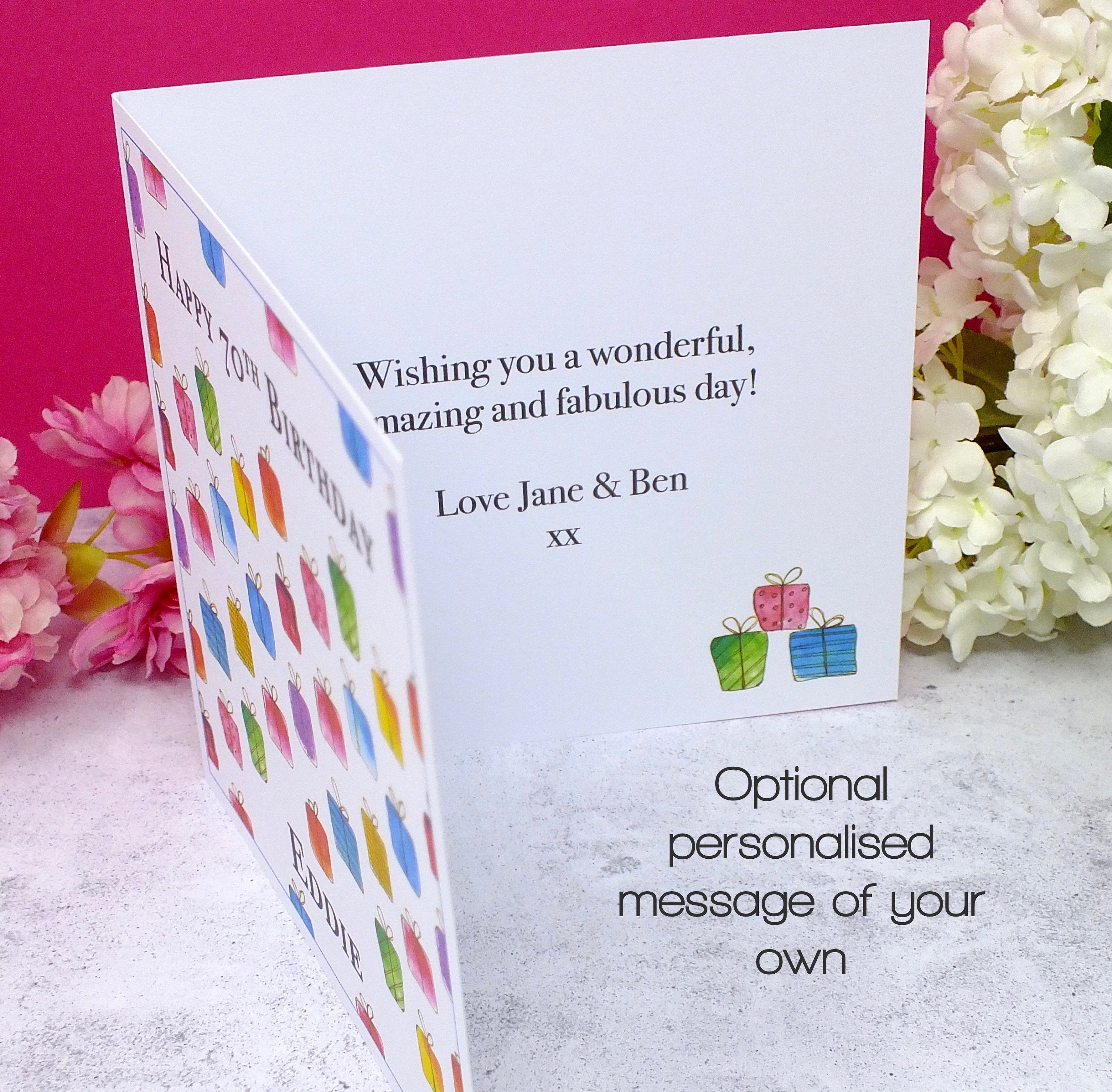 Personalised 'Gift Box' Birthday Card - Any Name & Age Message